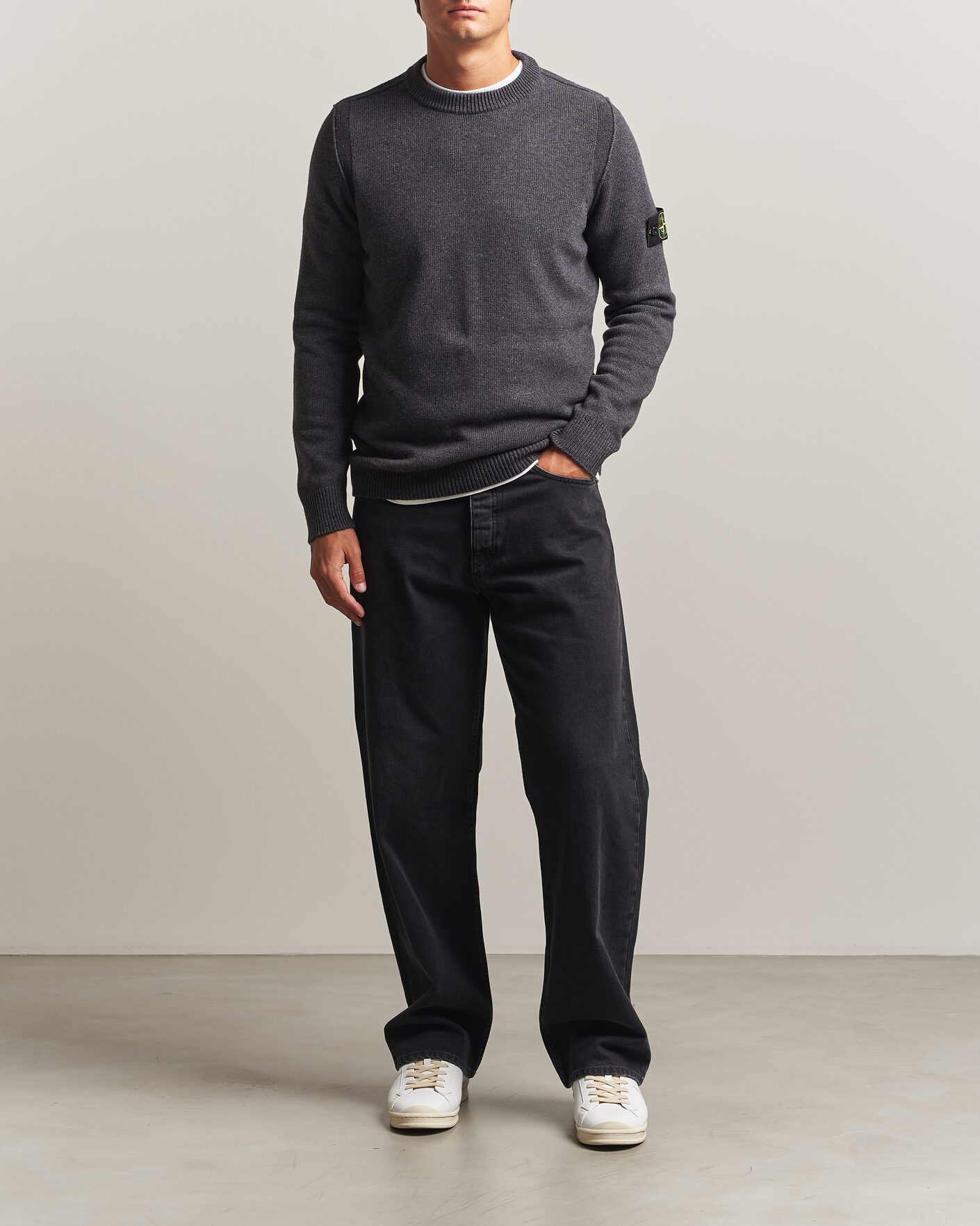 Herren | Pullover | Stone Island | Knitted Lambswool Crew Neck Melange Lead