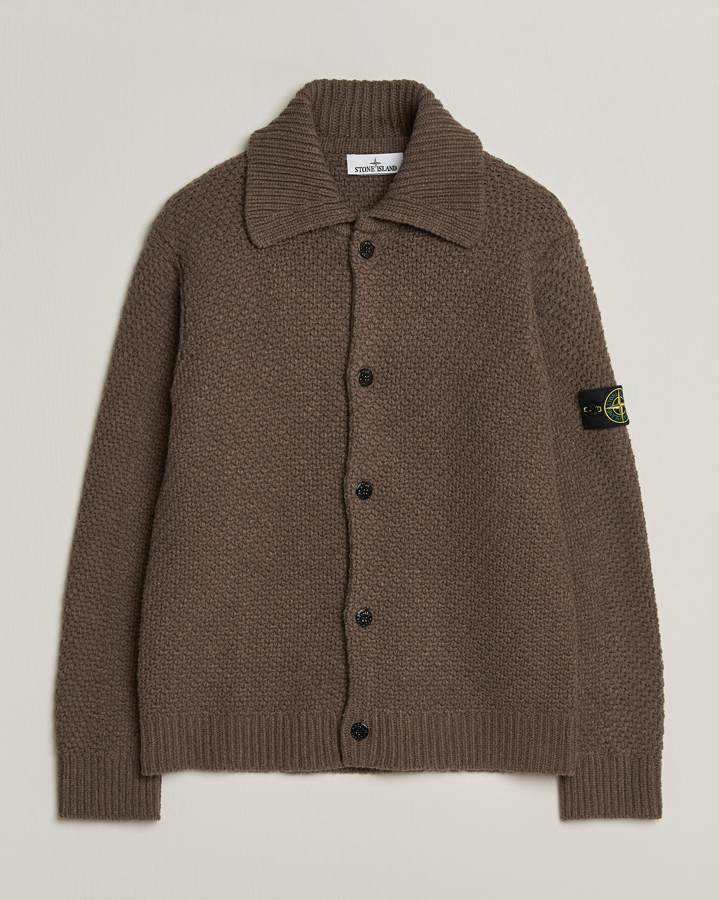 Herren | Pullover | Stone Island | Basket Stitch Lambswool Cardigan Umber Melange