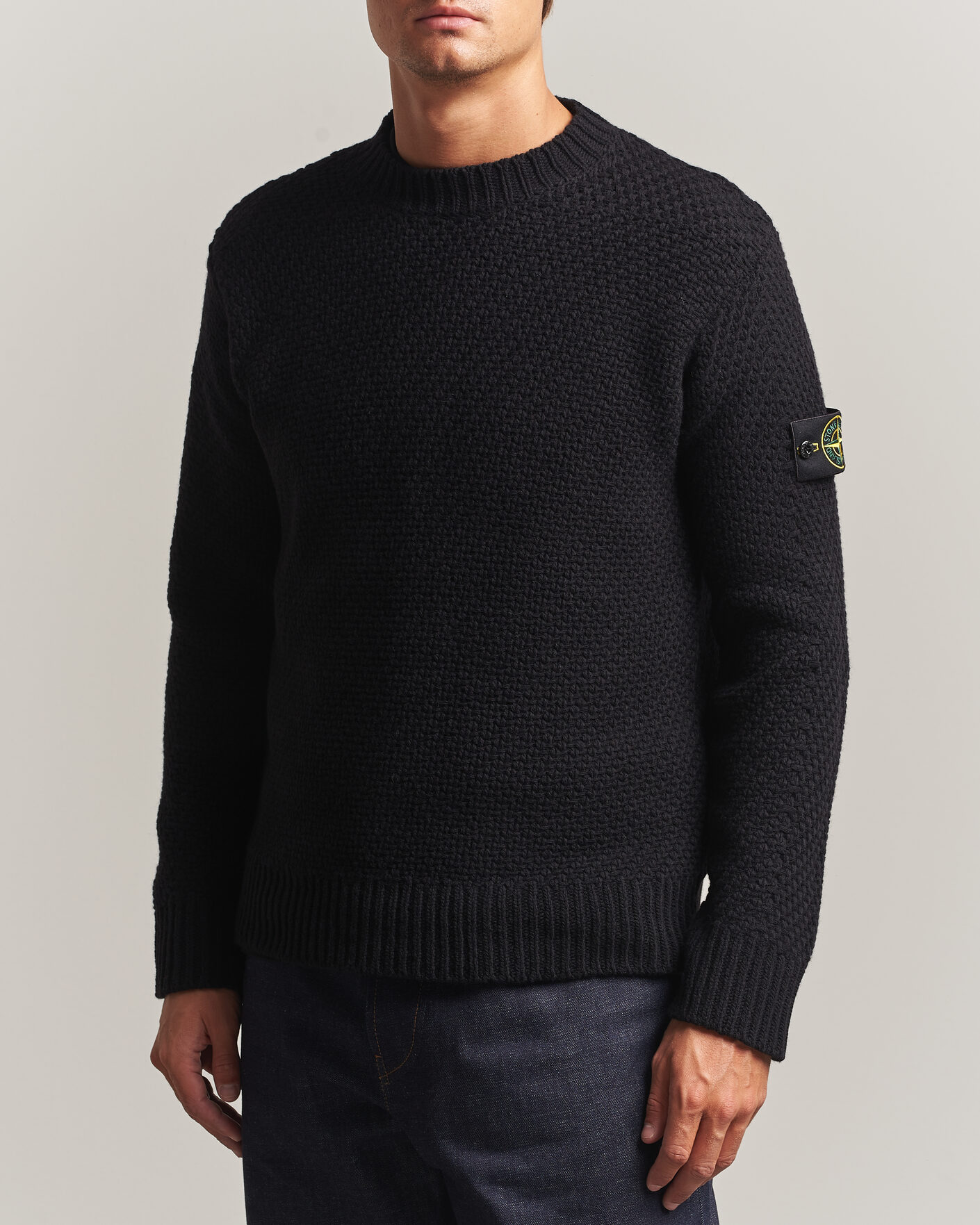 Herren | Pullover | Stone Island | Basket Stitch Lambswool Crew Neck Black