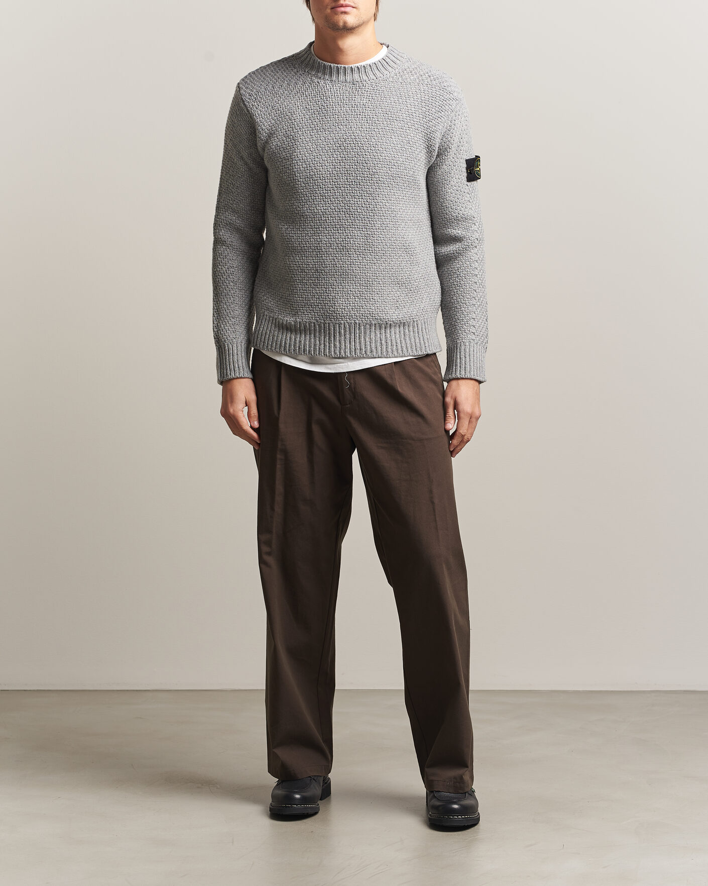Herren | Pullover | Stone Island | Basket Stitch Lambswool Crew Neck Grey Melange