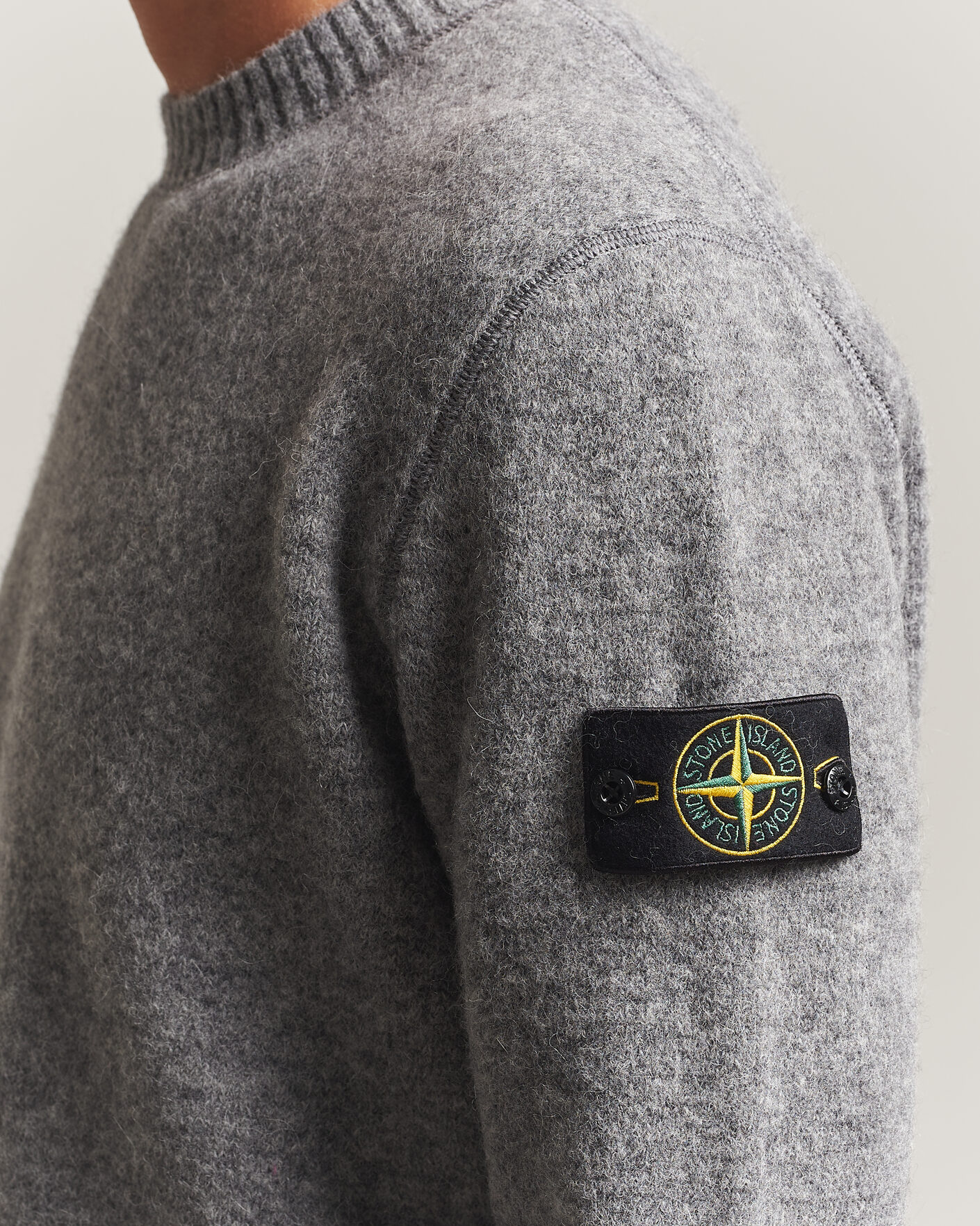 Herren | Pullover | Stone Island | Baby Alpaca Blend Contrast Crew Grey Melange