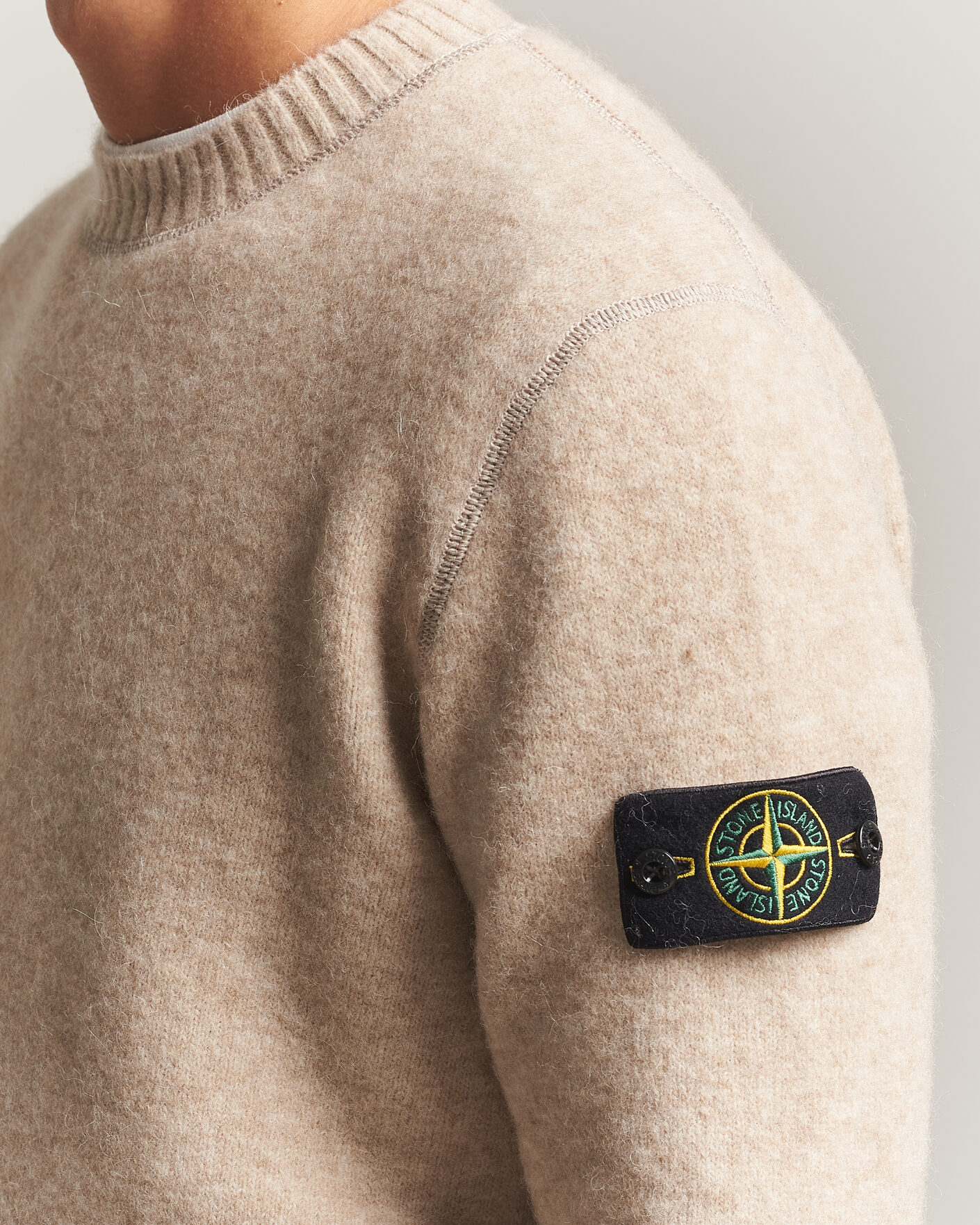 Herren | Pullover | Stone Island | Baby Alpaca Blend Contrast Crew Beige Melange