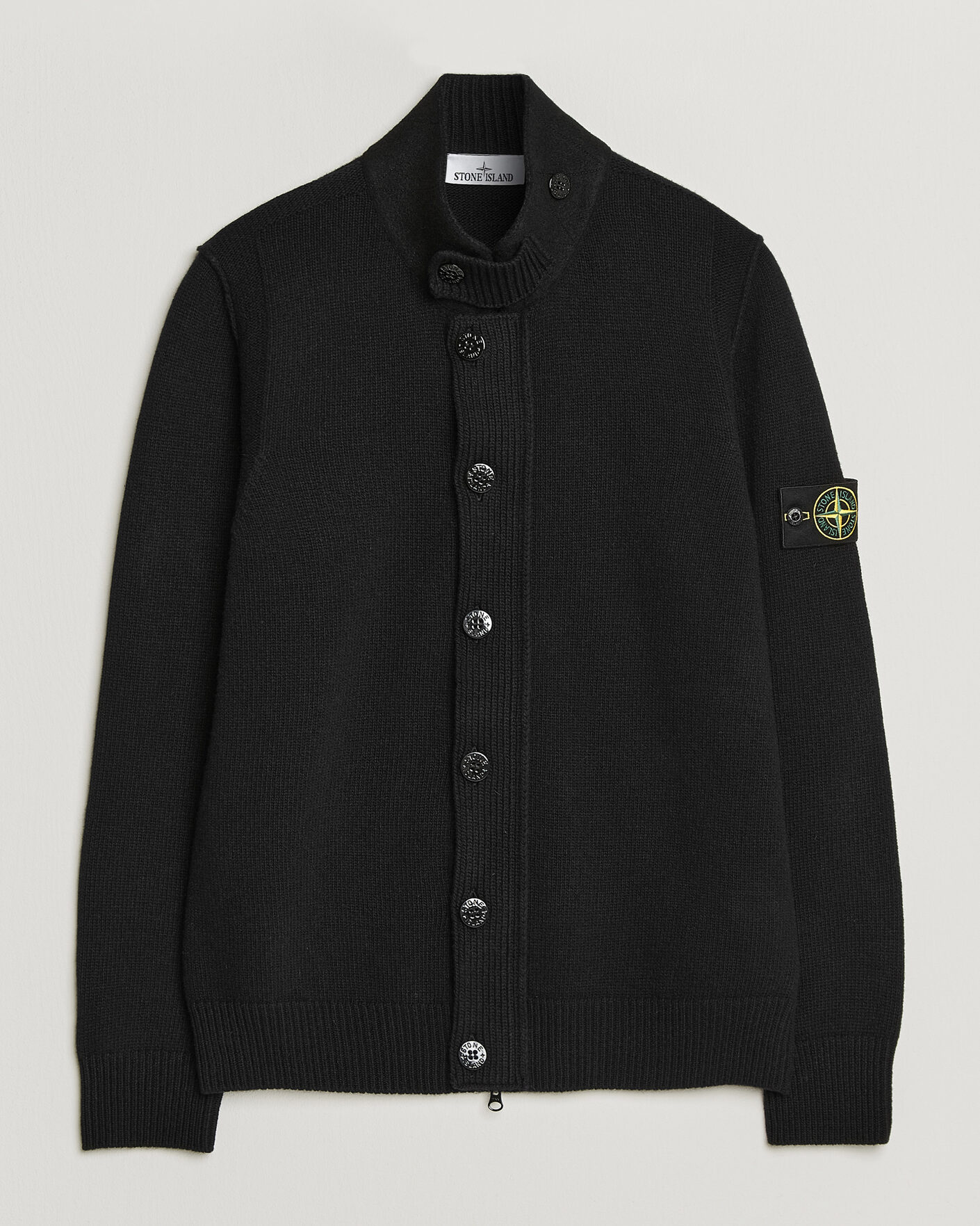 Herren | Pullover | Stone Island | Knitted Lambswool Zip Button Cardigan Black