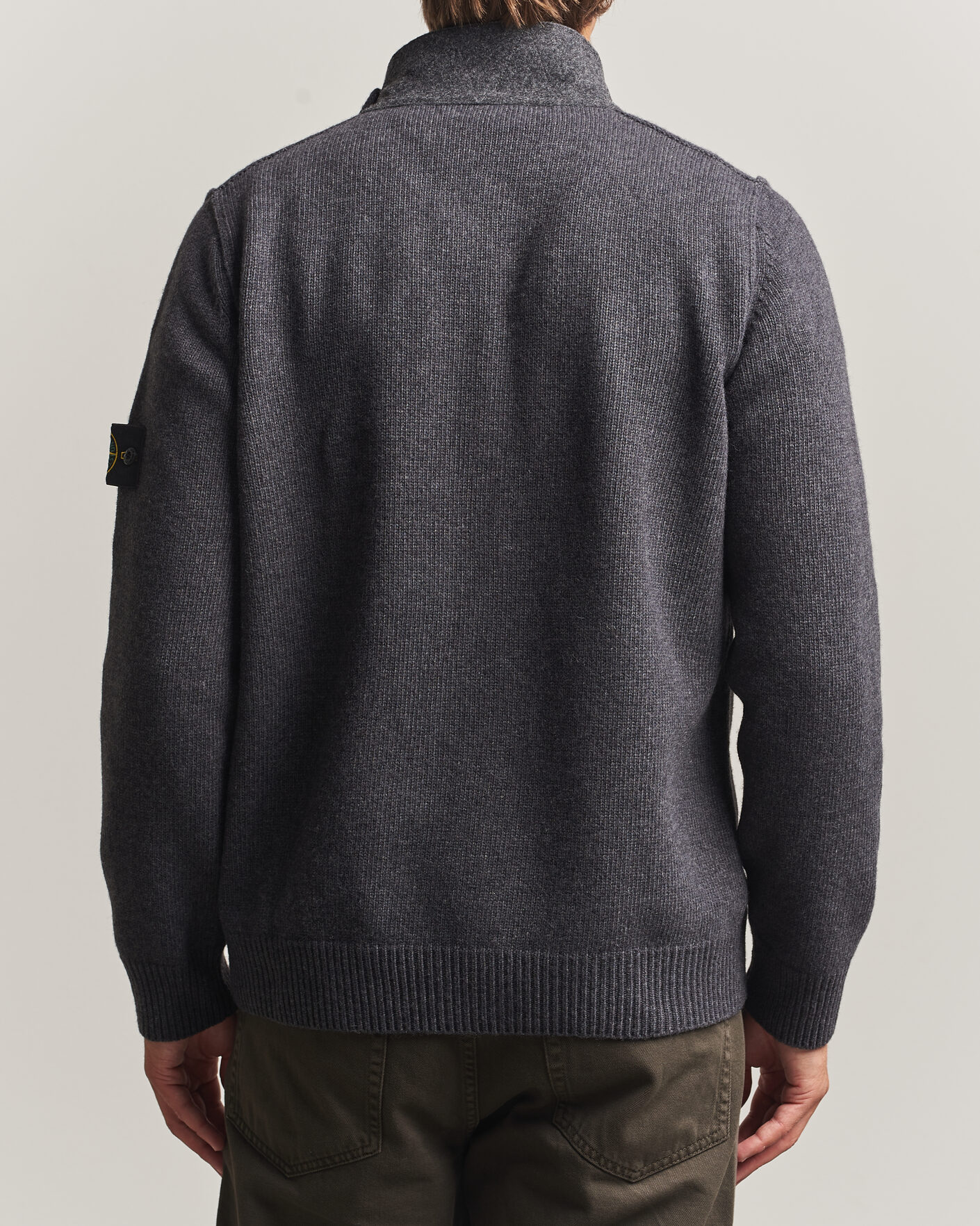 Herren | Pullover | Stone Island | Knitted Lambswool Zip Button Cardigan Melange Lead