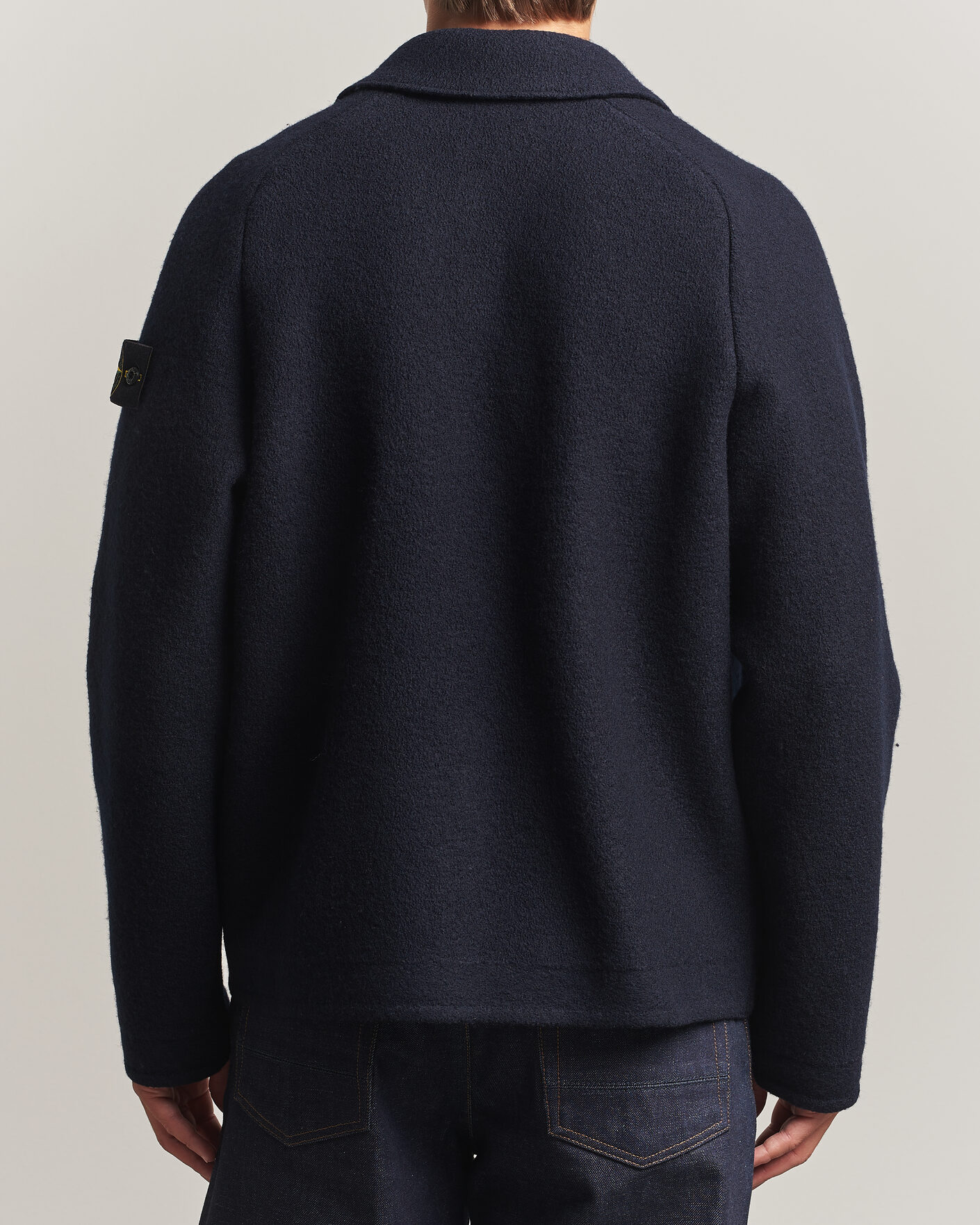 Herren | Pullover | Stone Island | Felted Wool Cardigan Navy Blue