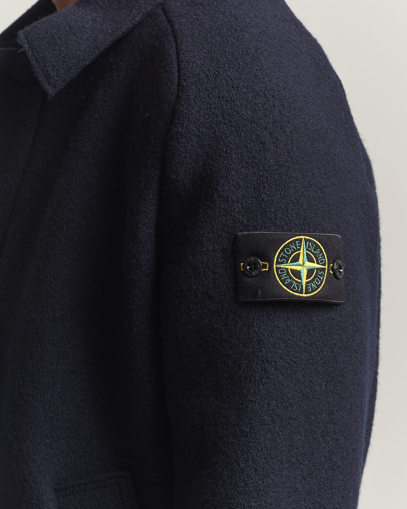 Herren | Pullover | Stone Island | Felted Wool Cardigan Navy Blue