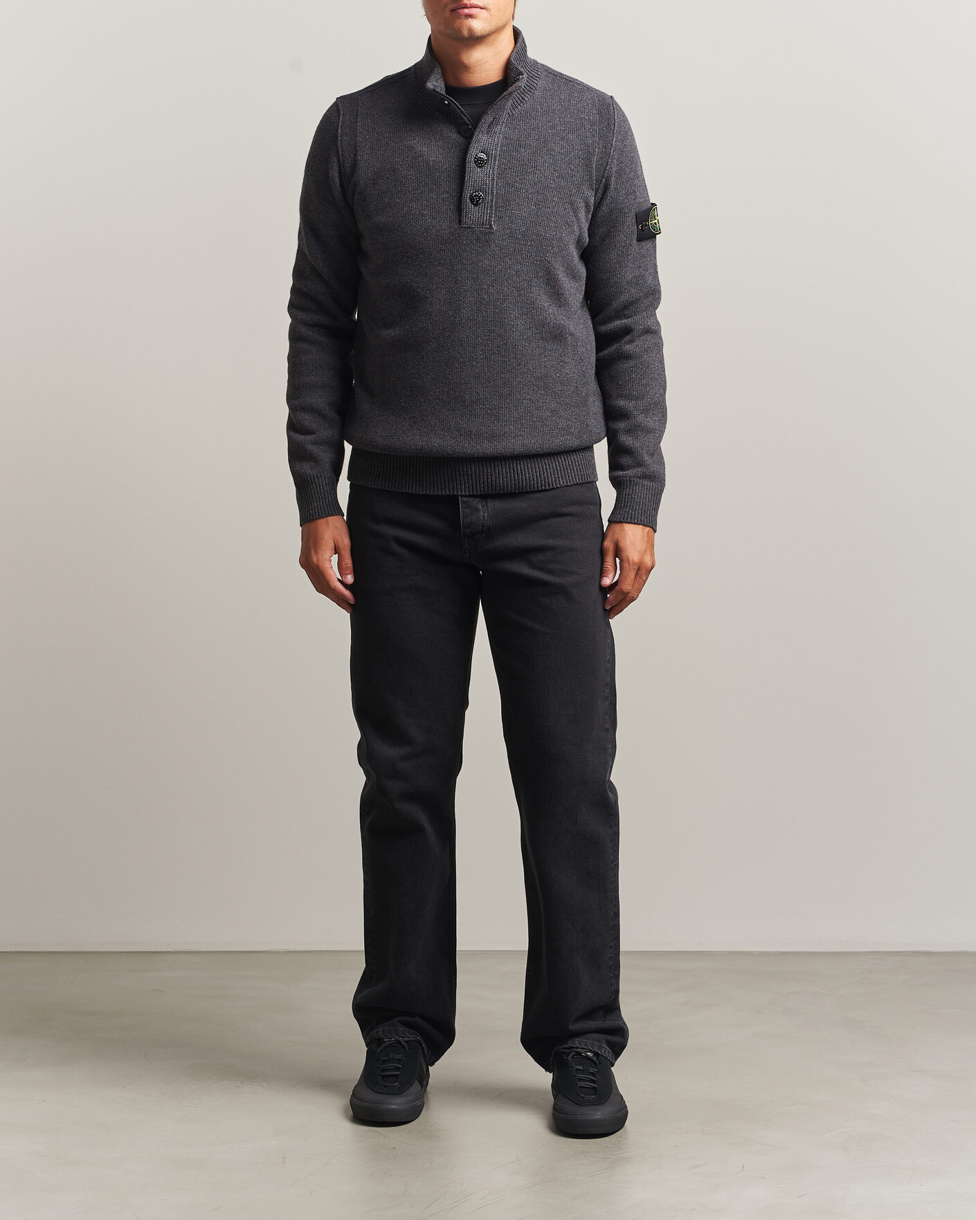 Herren | Pullover | Stone Island | Knitted Lambswool Half Button Zip Melange Lead