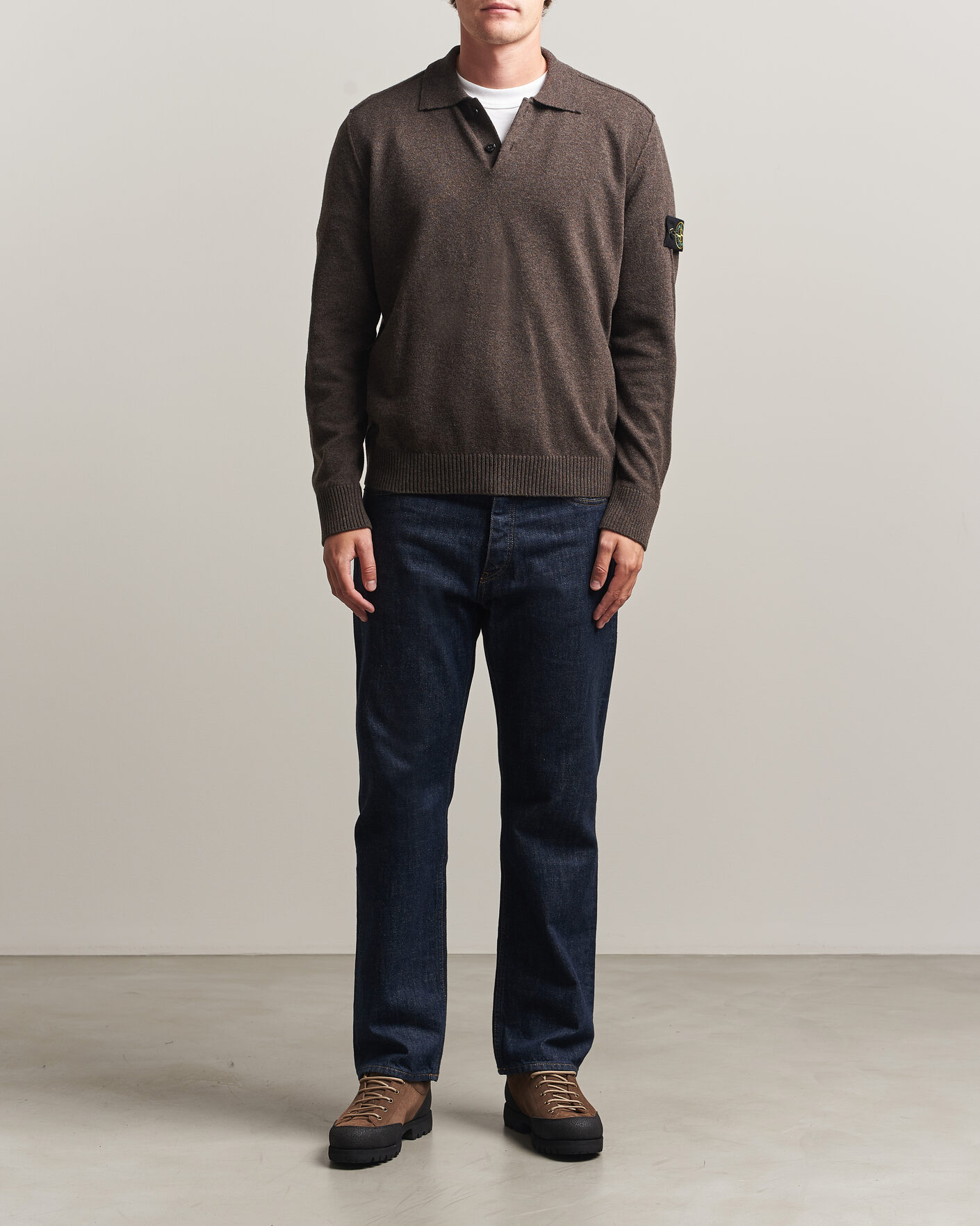 Herren | Pullover | Stone Island | Knitted Geelong Wool Polo Melange Lead