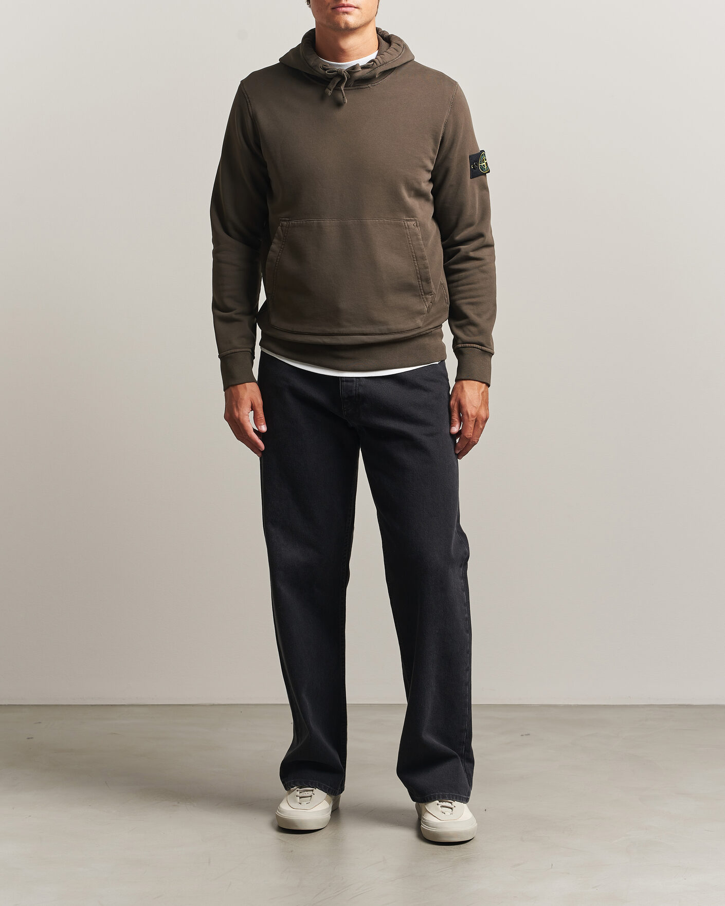 Herren | Pullover | Stone Island | Garment Dyed Fleece Hood Coal Grey