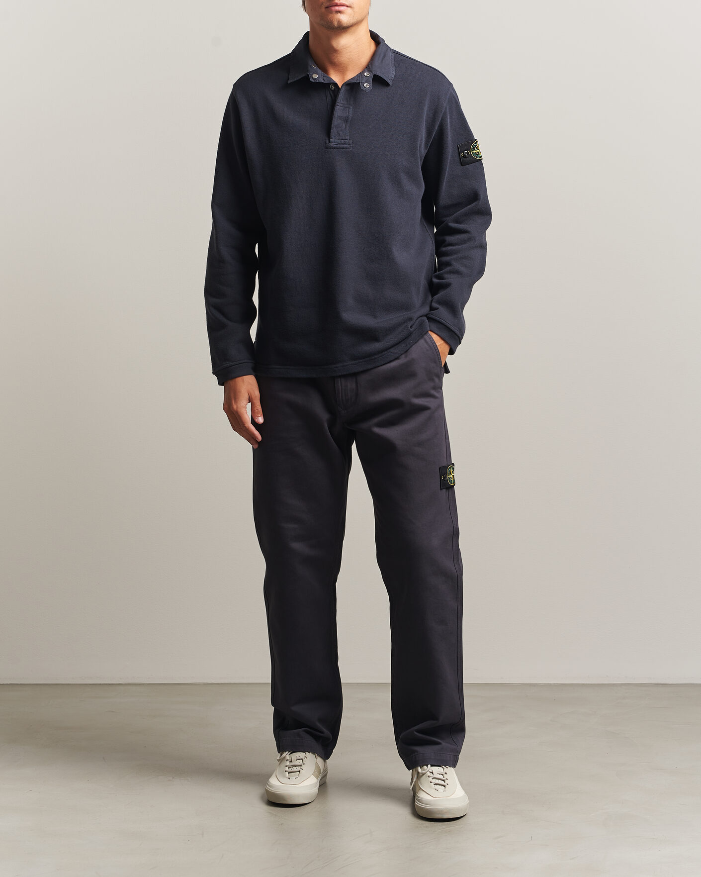 Herren | Pullover | Stone Island | Heavy Cotton Jersey Polo Blue Navy