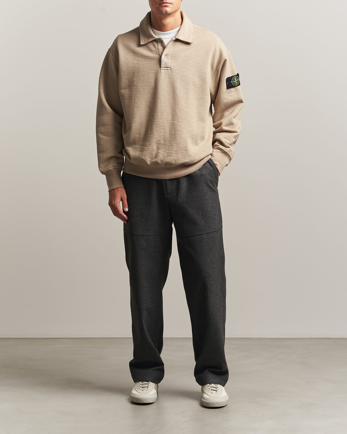 Herren | Pullover | Stone Island | Tubular Cotton Fleece Polo Biscuit