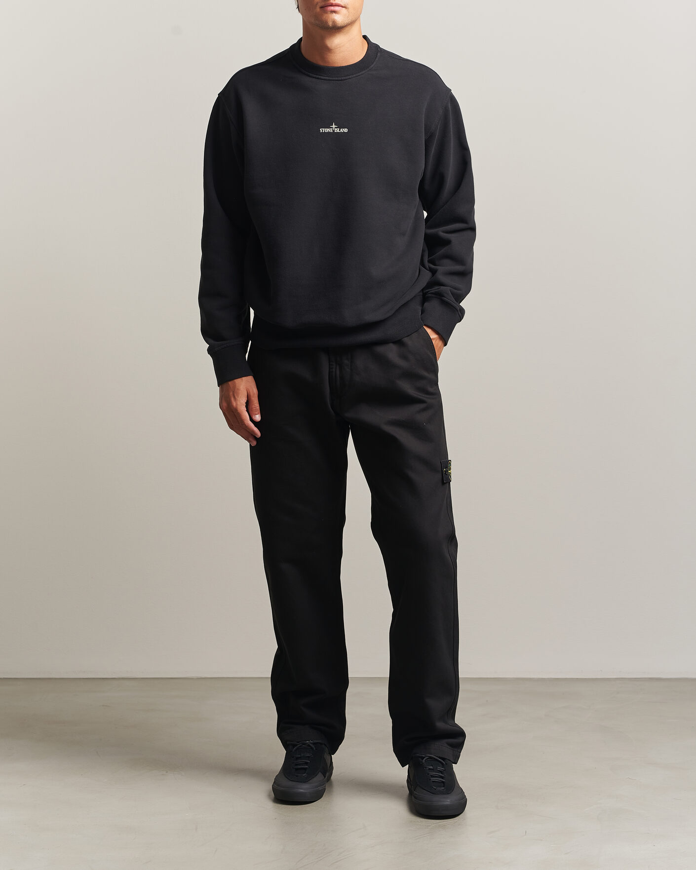 Herren | Pullover | Stone Island | Cotton Fleece Blurred Compas Print Sweatshirt Black