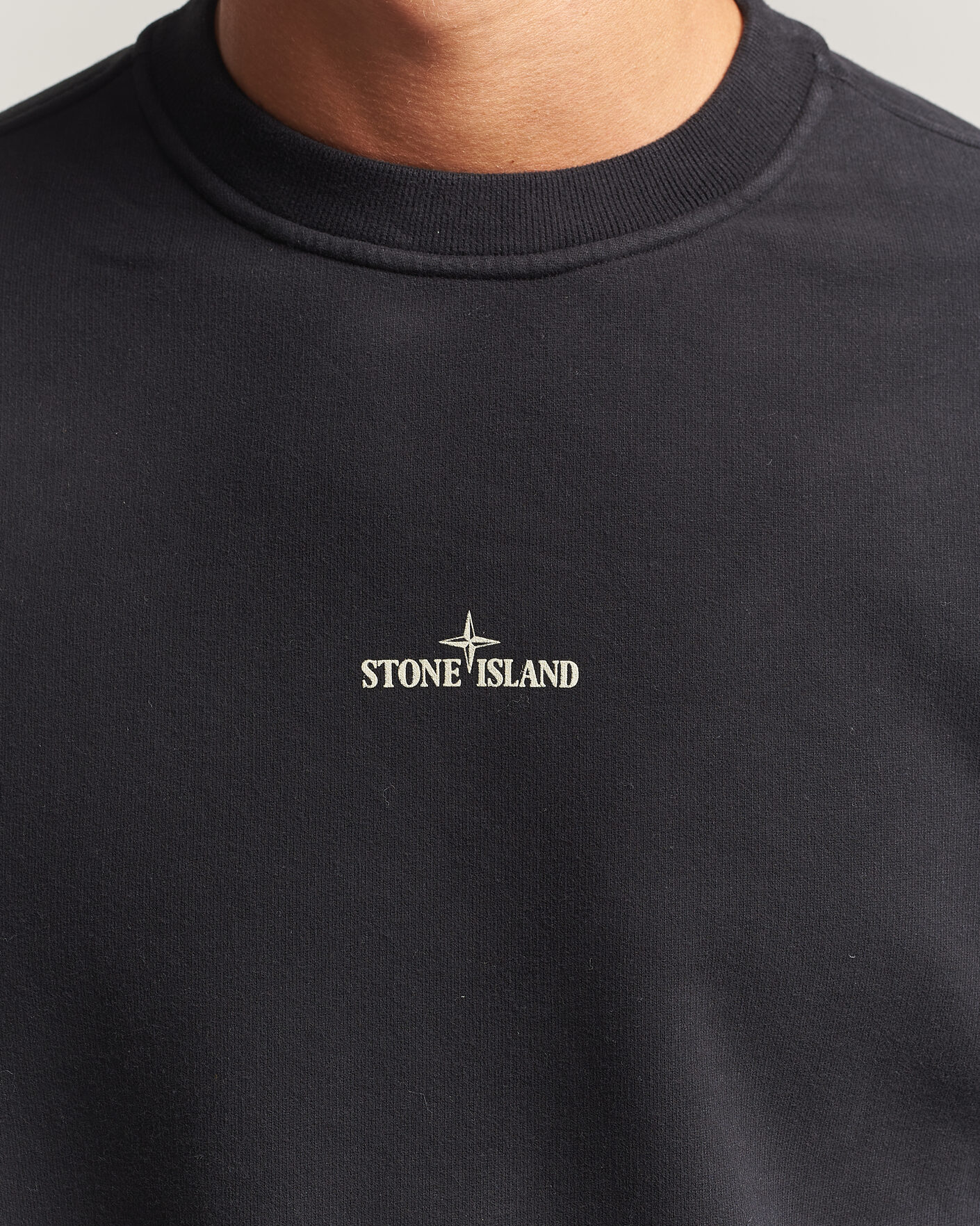 Herren | Pullover | Stone Island | Cotton Fleece Blurred Compas Print Sweatshirt Black