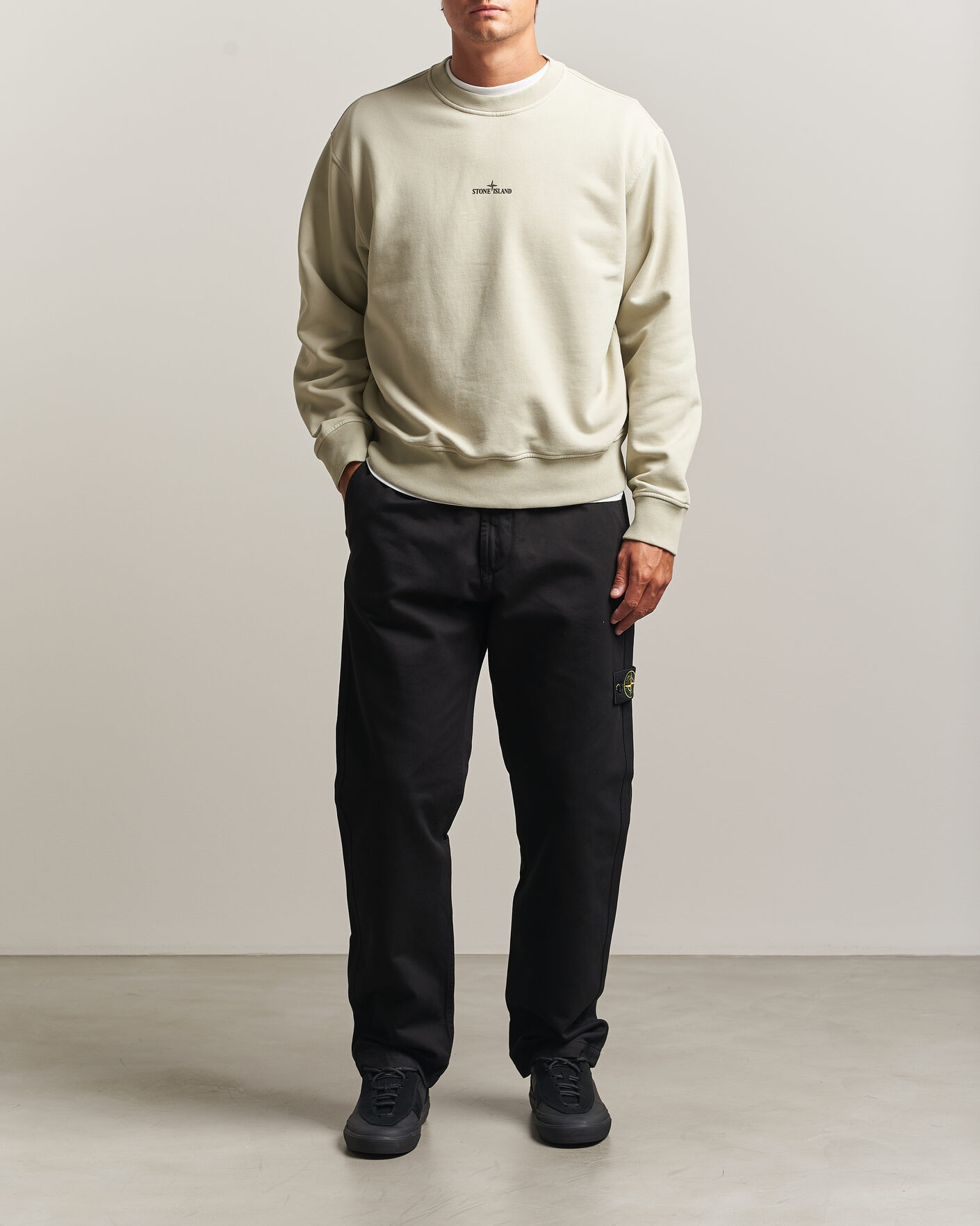 Herren | Pullover | Stone Island | Cotton Fleece Blurred Compas Print Sweatshirt Sand