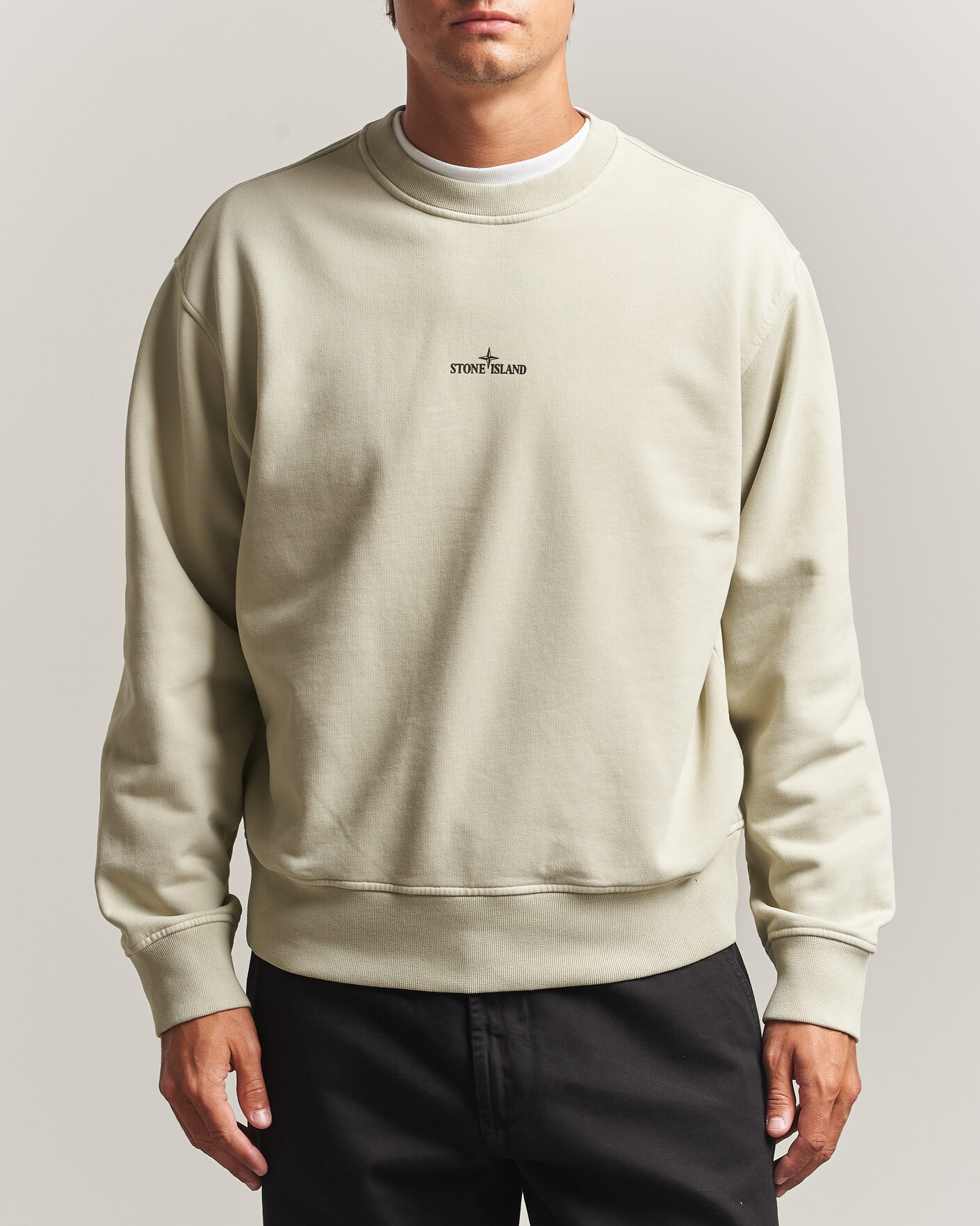 Herren | Pullover | Stone Island | Cotton Fleece Blurred Compas Print Sweatshirt Sand