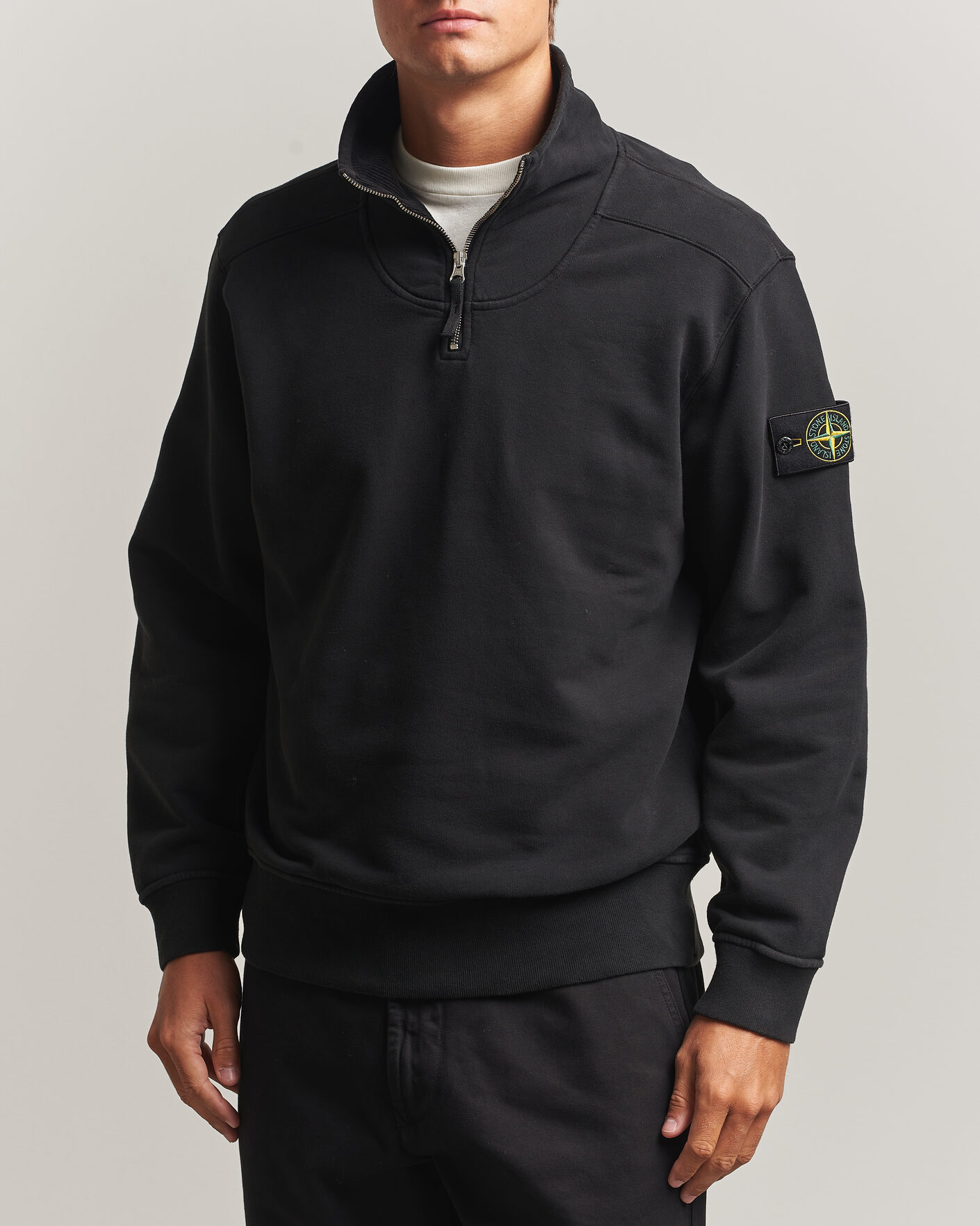 Herren | Pullover | Stone Island | Brushed Cotton Fleece Half Zip Black
