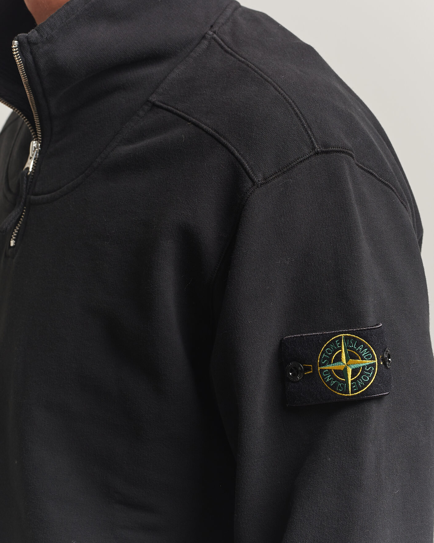 Herren | Pullover | Stone Island | Brushed Cotton Fleece Half Zip Black