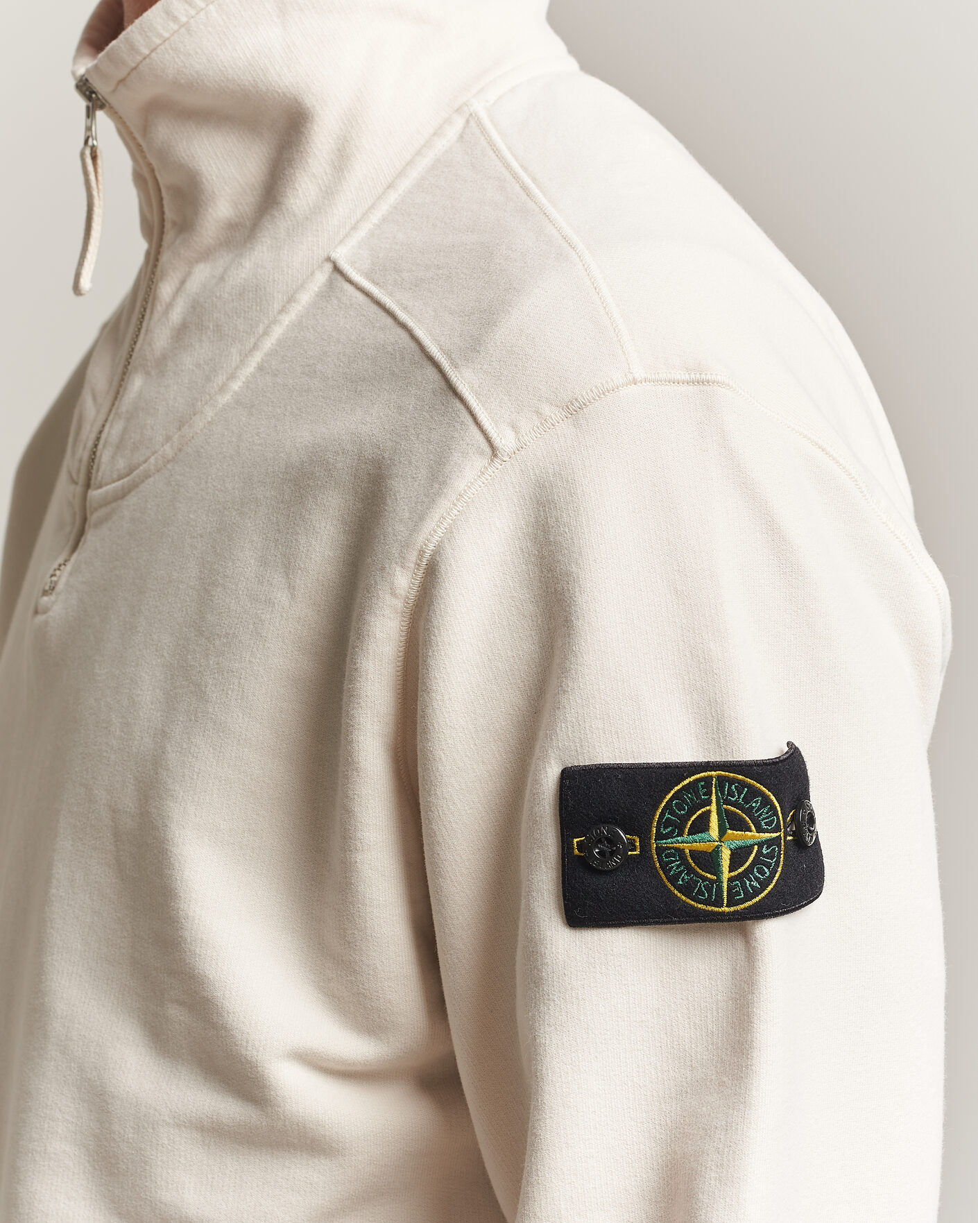 Herren | Pullover | Stone Island | Brushed Cotton Fleece Half Zip Ivory