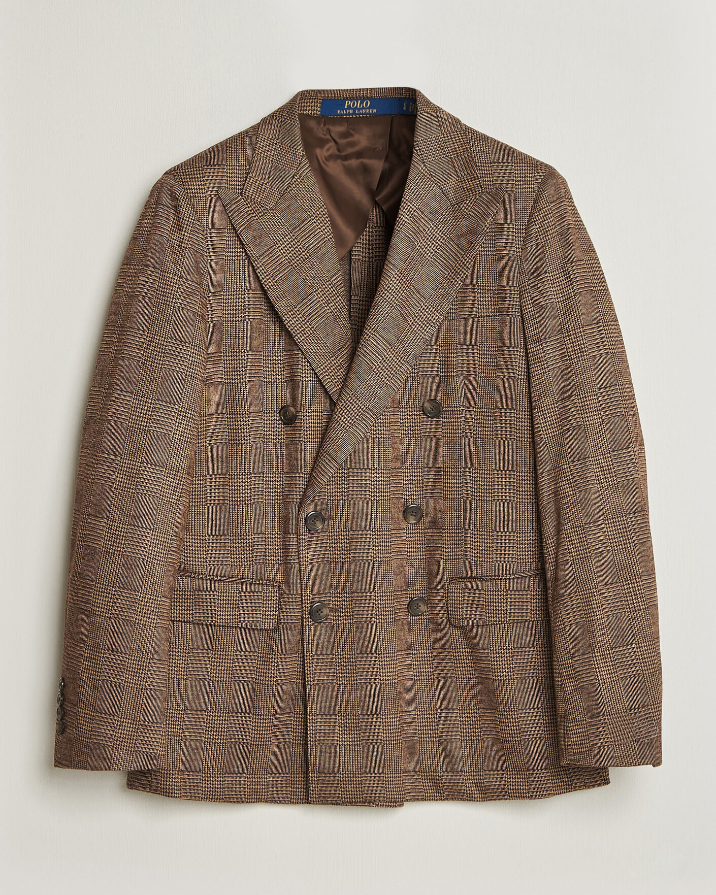 Herren | Sakkos | Polo Ralph Lauren | Double Breasted Glenplaid Knit Sportcoat Tan/Brown