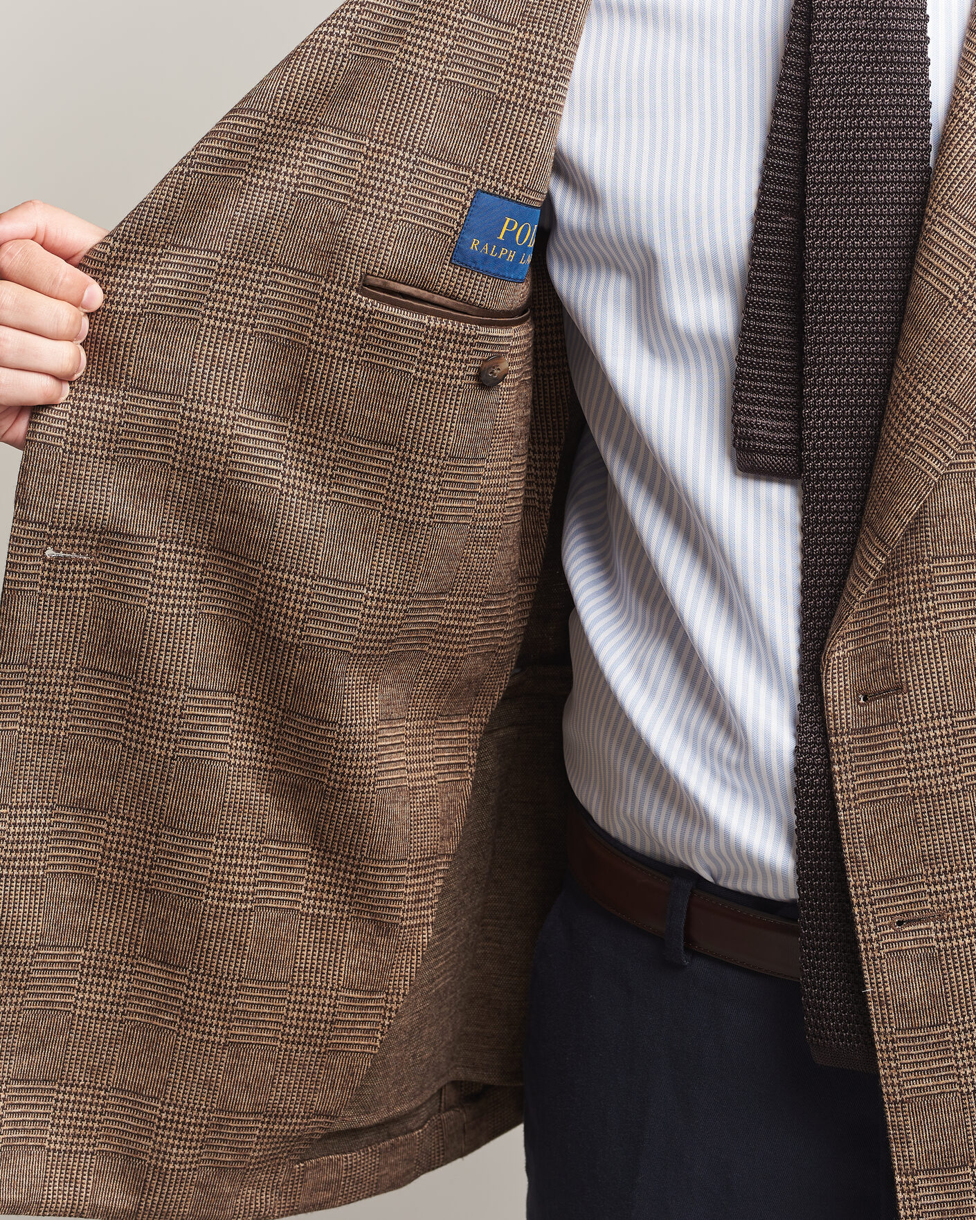 Herren | Sakkos | Polo Ralph Lauren | Double Breasted Glenplaid Knit Sportcoat Tan/Brown