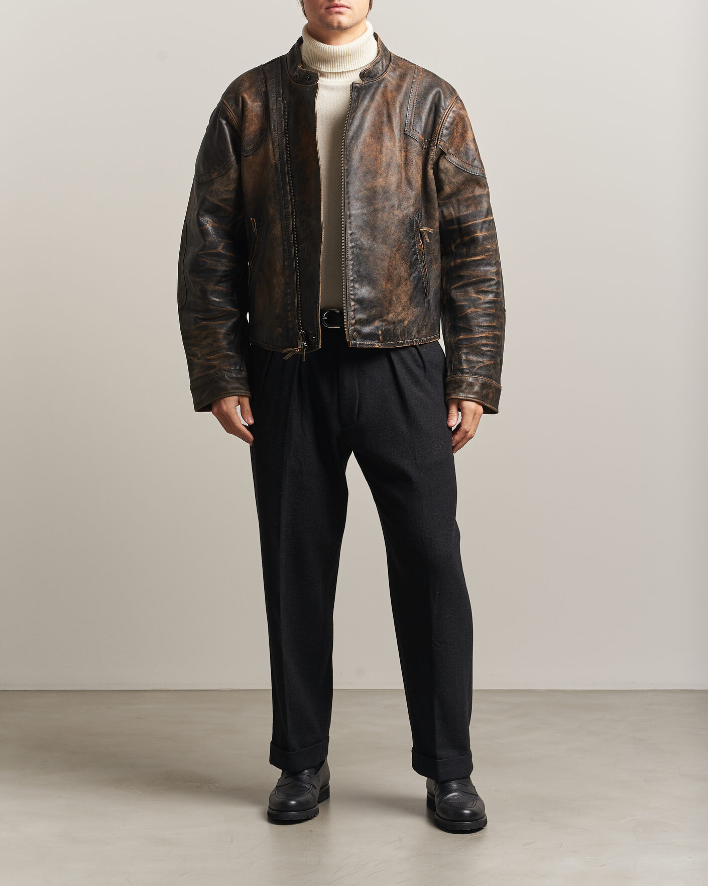 Herren | Jacken | Polo Ralph Lauren | Leather Bomber Jacket Brown/Black Amber
