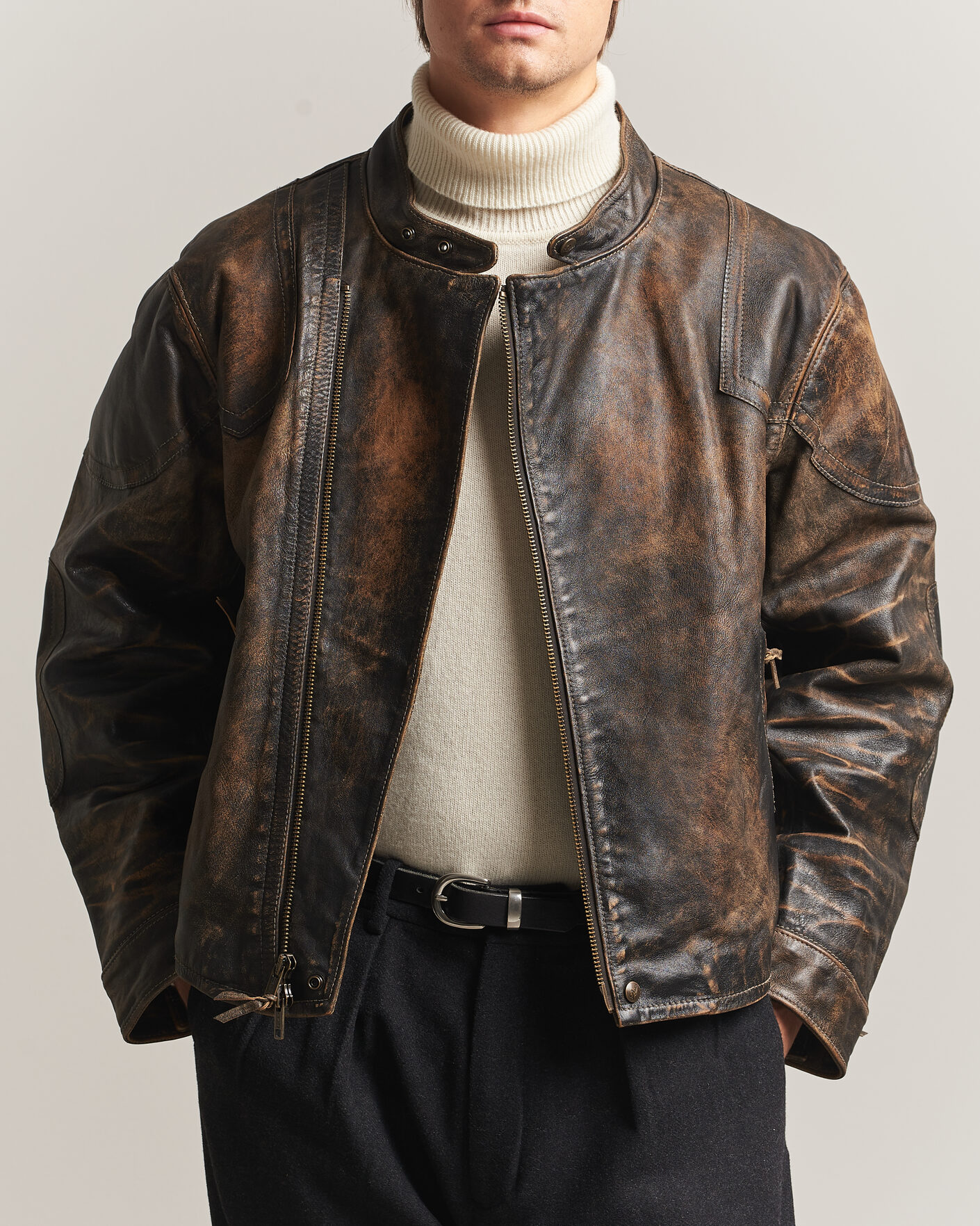 Herren | Jacken | Polo Ralph Lauren | Leather Bomber Jacket Brown/Black Amber