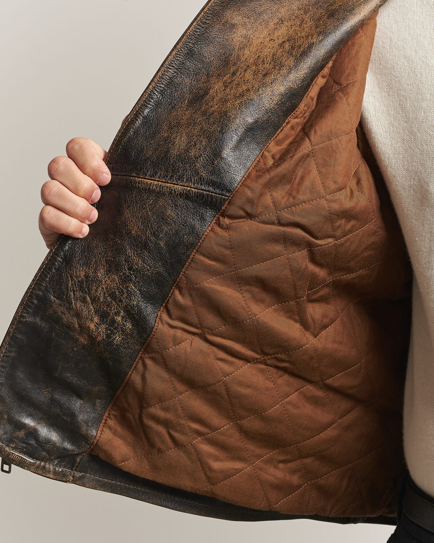Herren | Jacken | Polo Ralph Lauren | Leather Bomber Jacket Brown/Black Amber