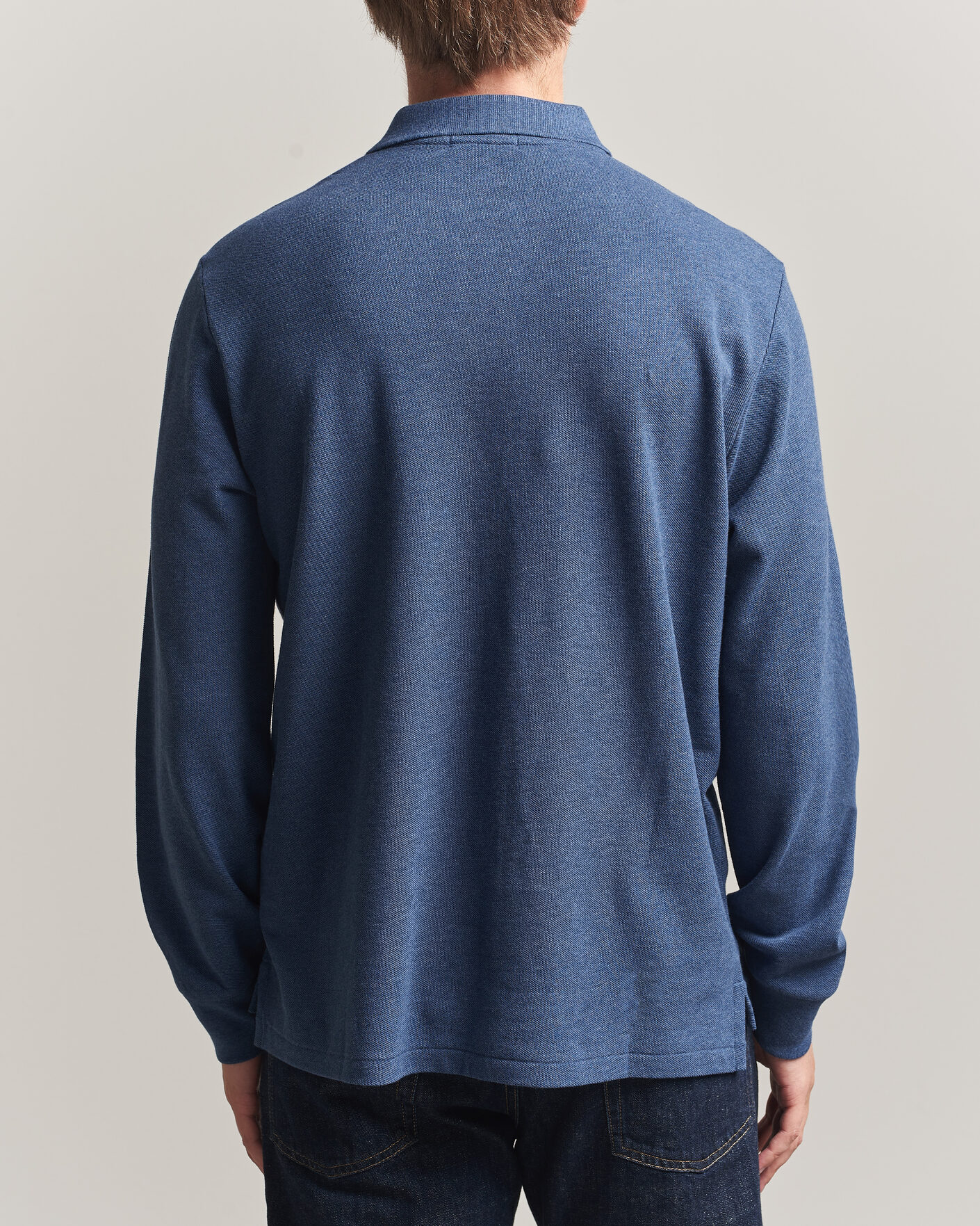 Herren | Poloshirts | Polo Ralph Lauren | Custom Slim Fit Long Sleeve Polo Derby Blue Heather