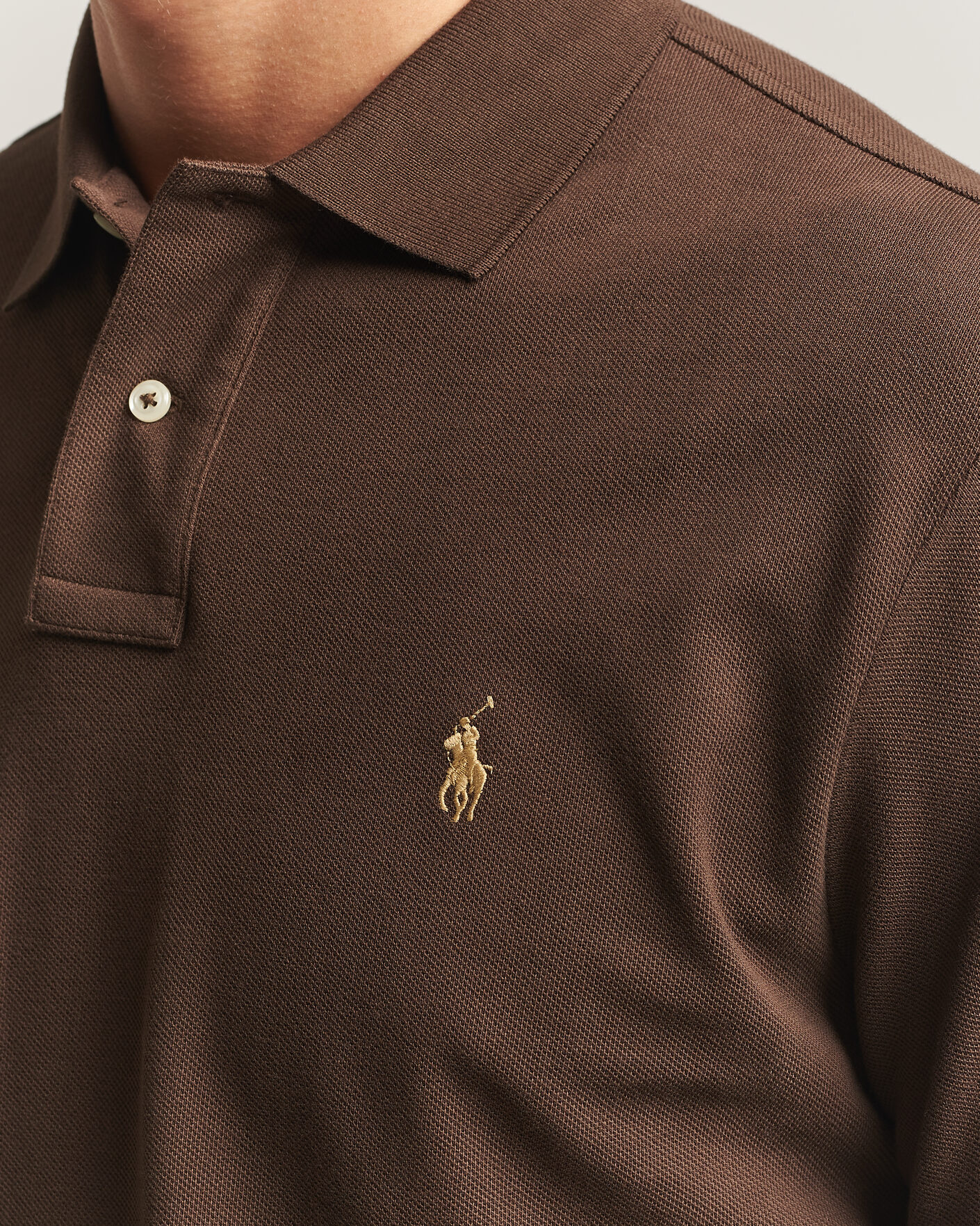 Herren | Poloshirts | Polo Ralph Lauren | Custom Slim Fit Long Sleeve Polo Nutmeg Brown