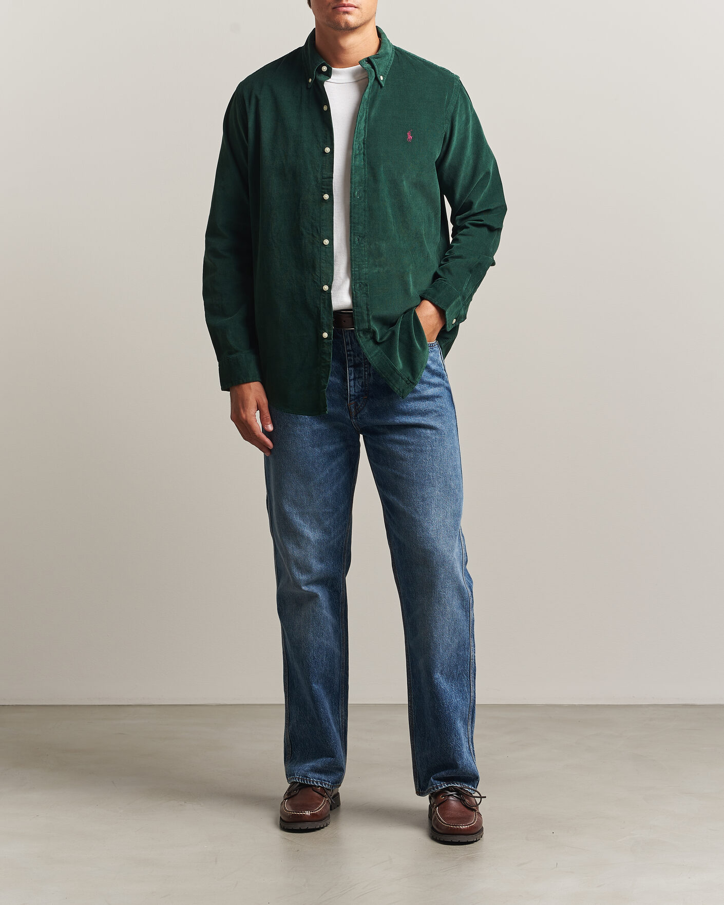 Herren | Hemden | Polo Ralph Lauren | Custom Fit BD Corduroy Shirt Moss Agate