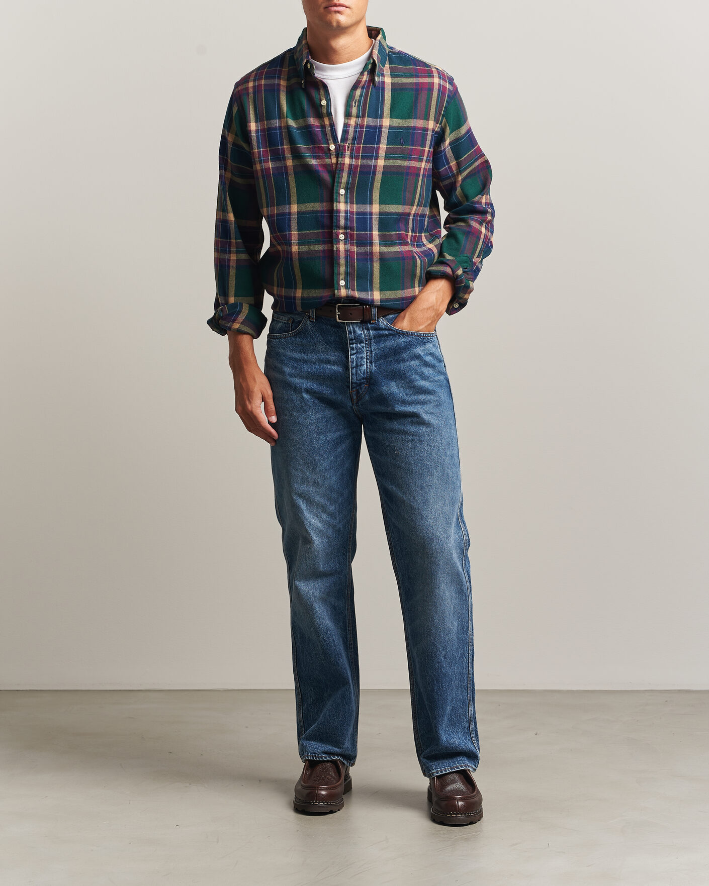 Herren | Hemden | Polo Ralph Lauren | Custom Fit Brushed Flannel Shirt Forest Burgundy