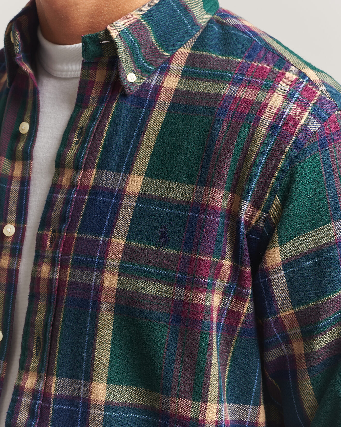 Herren | Hemden | Polo Ralph Lauren | Custom Fit Brushed Flannel Shirt Forest Burgundy
