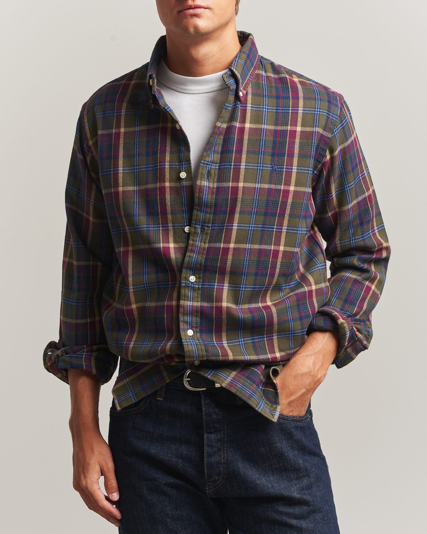 Herren | Hemden | Polo Ralph Lauren | Custom Fit Brushed Flannel Shirt Olive Berry