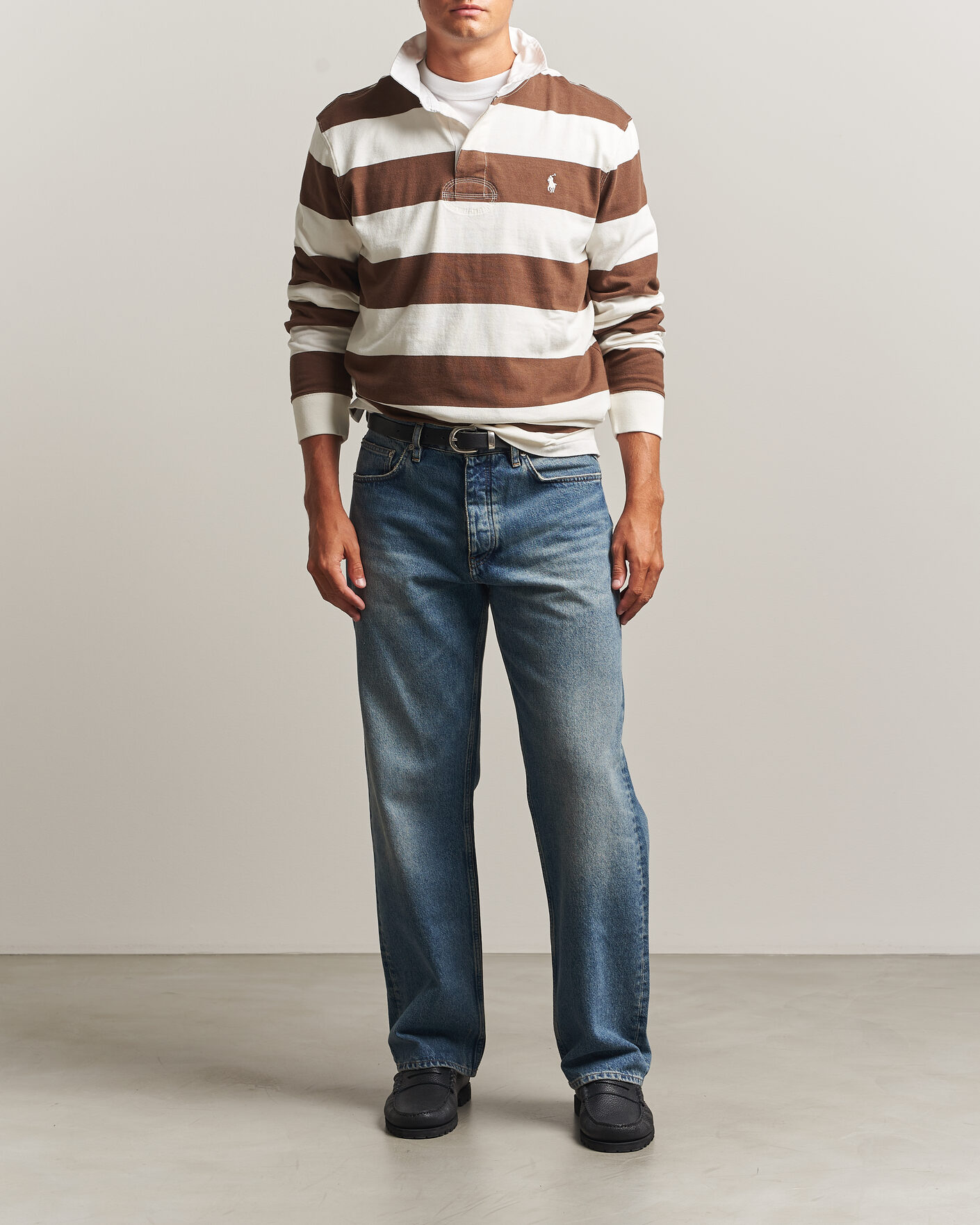 Herren | Pullover | Polo Ralph Lauren | Striped Jersey Rugger Cream/Brown