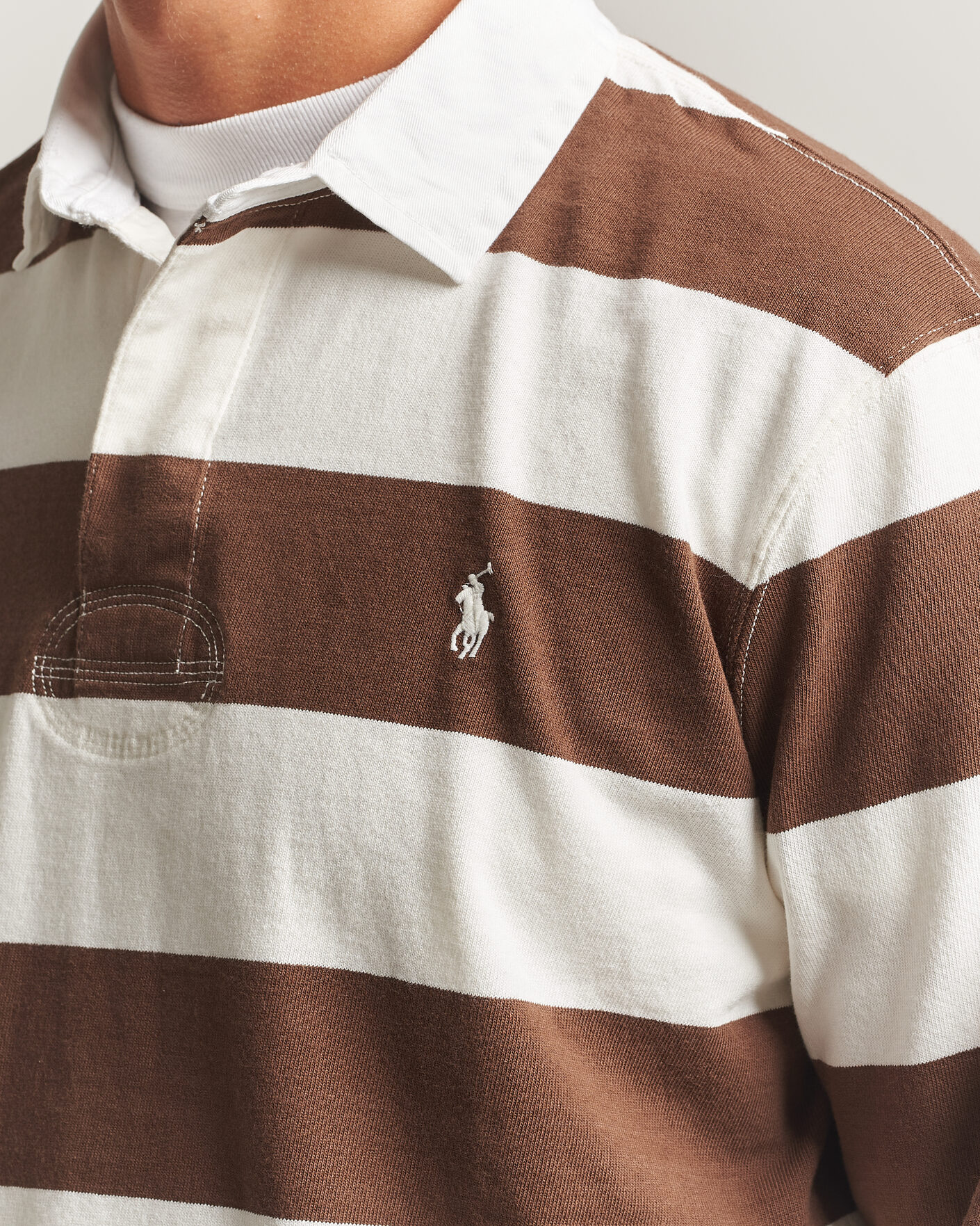Herren | Pullover | Polo Ralph Lauren | Striped Jersey Rugger Cream/Brown