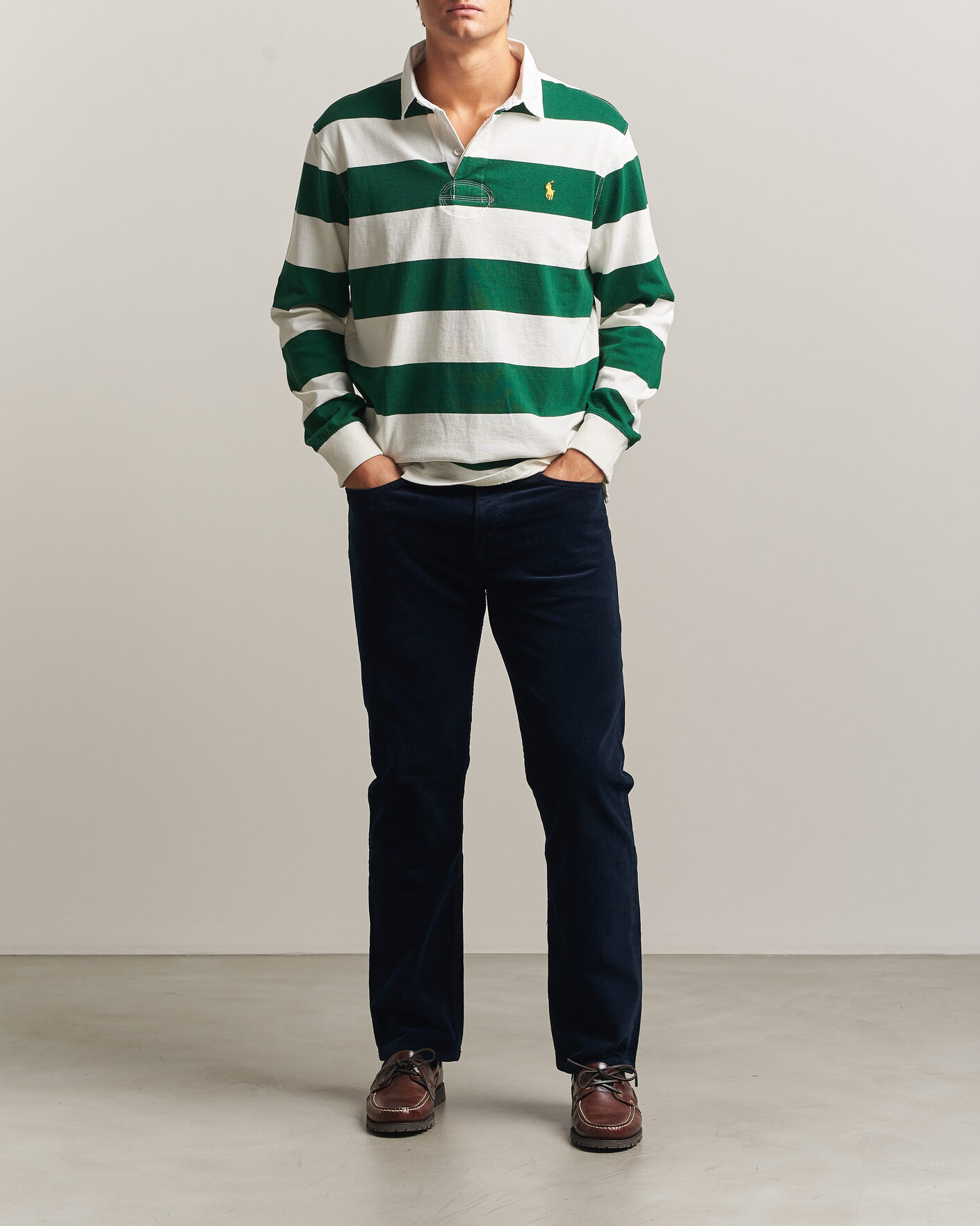 Herren | Pullover | Polo Ralph Lauren | Striped Jersey Rugger Cream/Forest