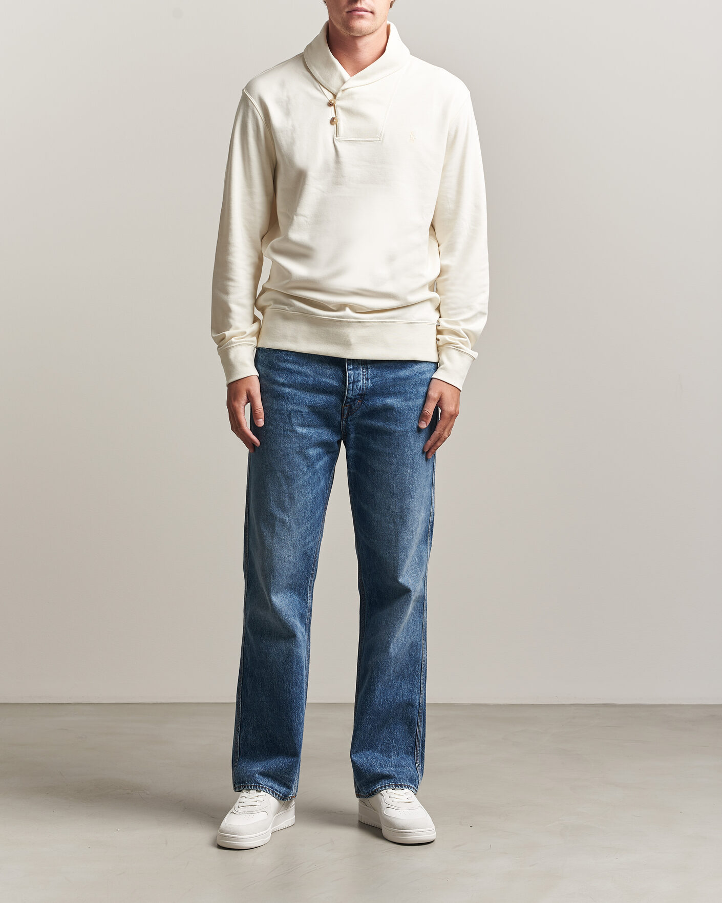 Herren | Pullover | Polo Ralph Lauren | Double Knitted Shawl Collar Sweater Pale Cream