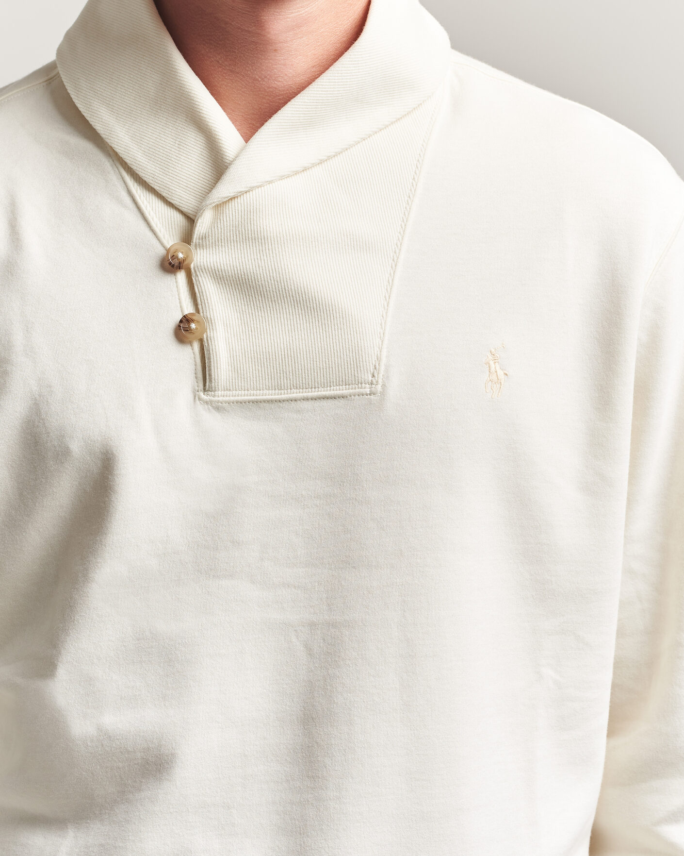 Herren | Pullover | Polo Ralph Lauren | Double Knitted Shawl Collar Sweater Pale Cream