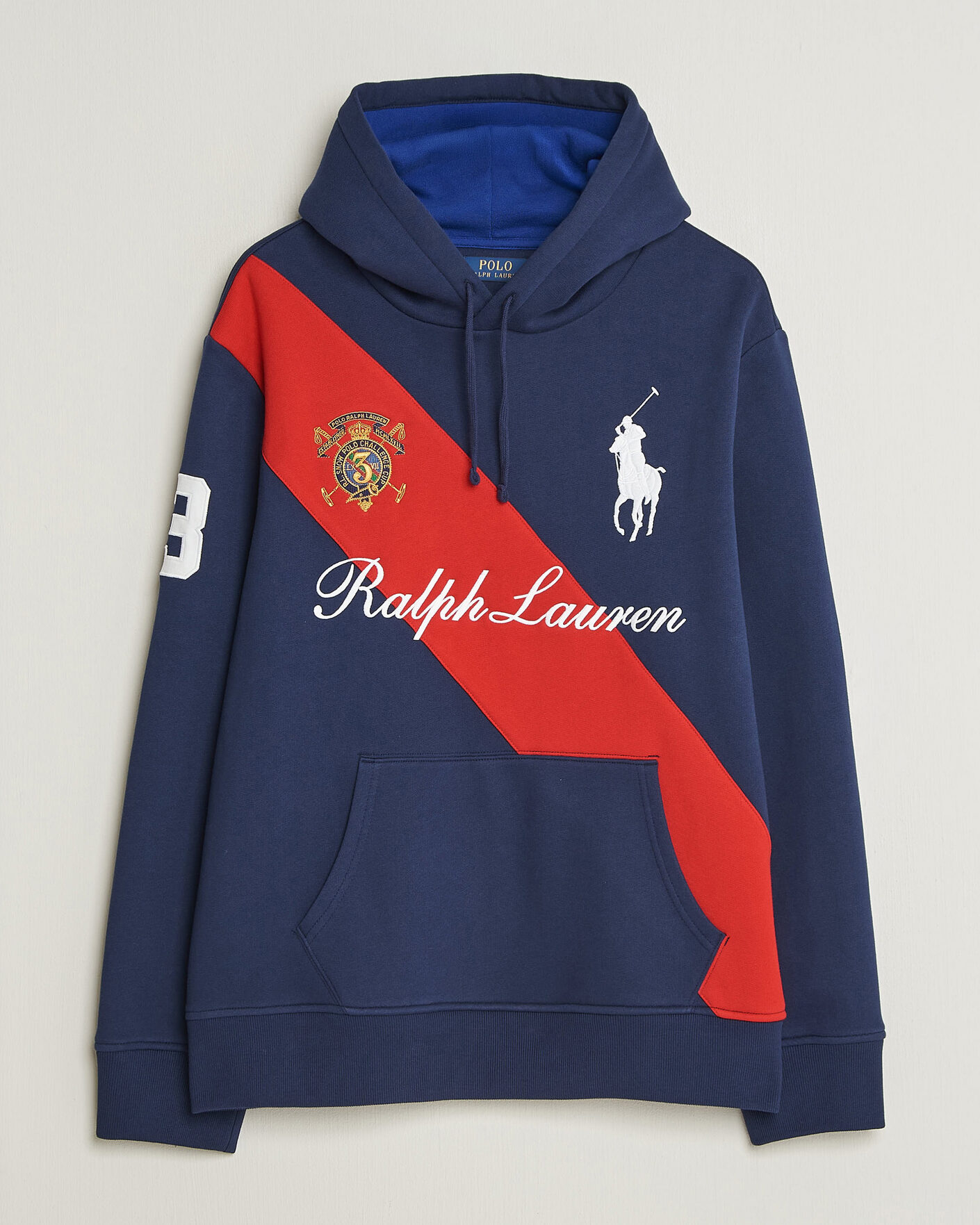 Herren | Pullover | Polo Ralph Lauren | Diagonal Stripe Big Pony Hoodie Newport Navy
