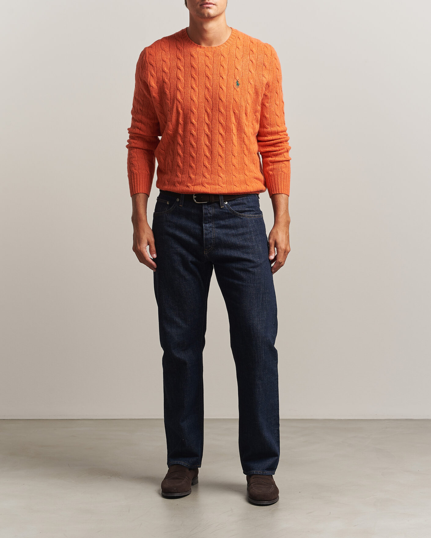 Herren | Pullover | Polo Ralph Lauren | Wool/Cashmere Cable Crew Neck Orange Jasper Heather