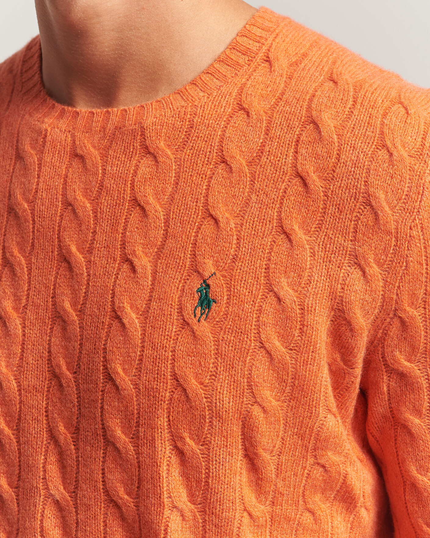 Herren | Pullover | Polo Ralph Lauren | Wool/Cashmere Cable Crew Neck Orange Jasper Heather
