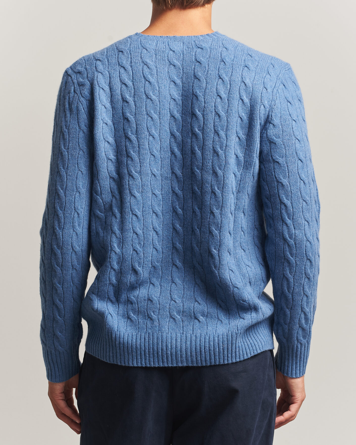 Herren | Pullover | Polo Ralph Lauren | Wool/Cashmere Cable Crew Neck Blue Borage Heather