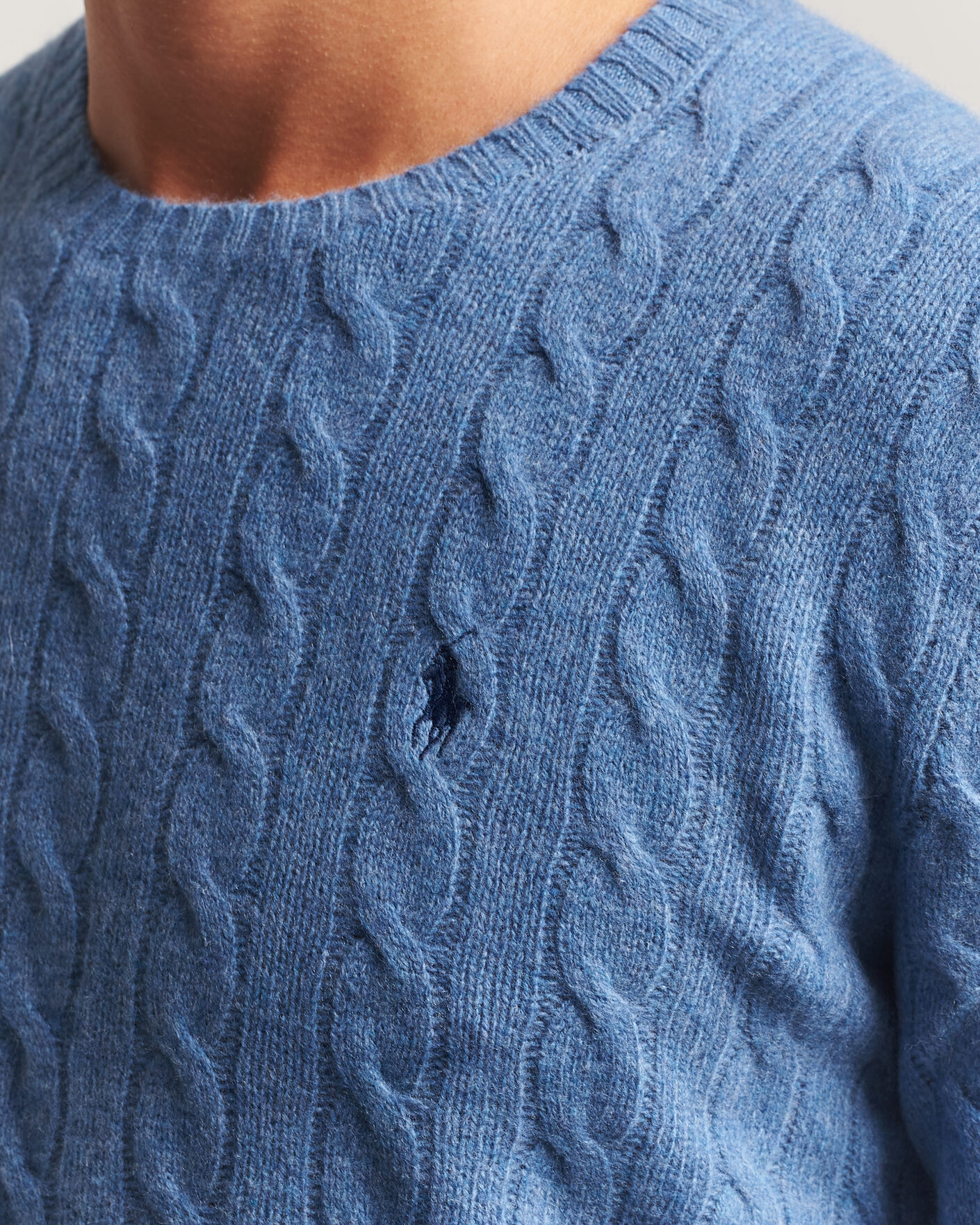 Herren | Pullover | Polo Ralph Lauren | Wool/Cashmere Cable Crew Neck Blue Borage Heather
