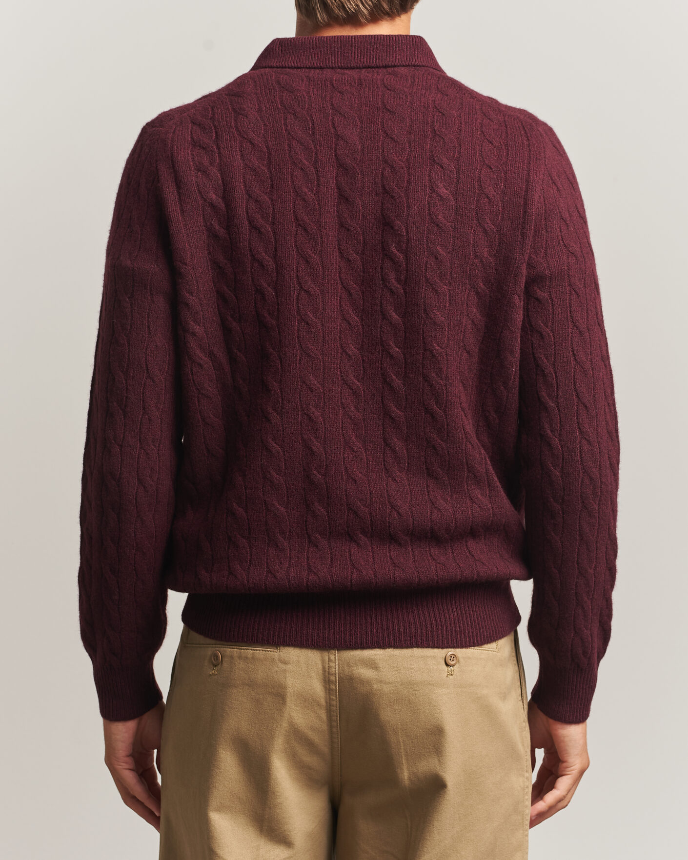Herren | Pullover | Polo Ralph Lauren | Wool/Cashmere Cable Knit Polo Aged Wine Heather