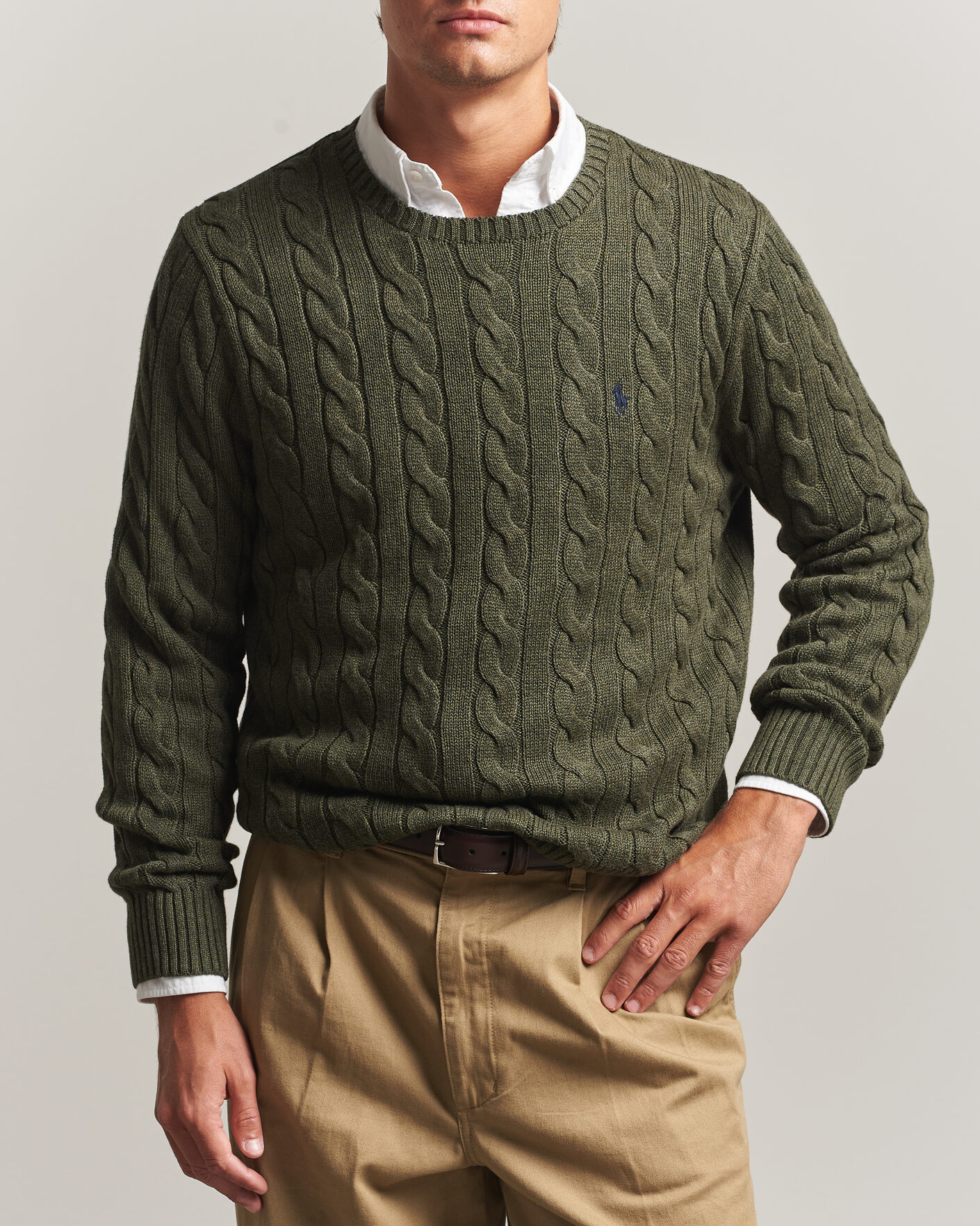 Herren | Pullover | Polo Ralph Lauren | Cotton Cable Pullover Olive Shrub Heather
