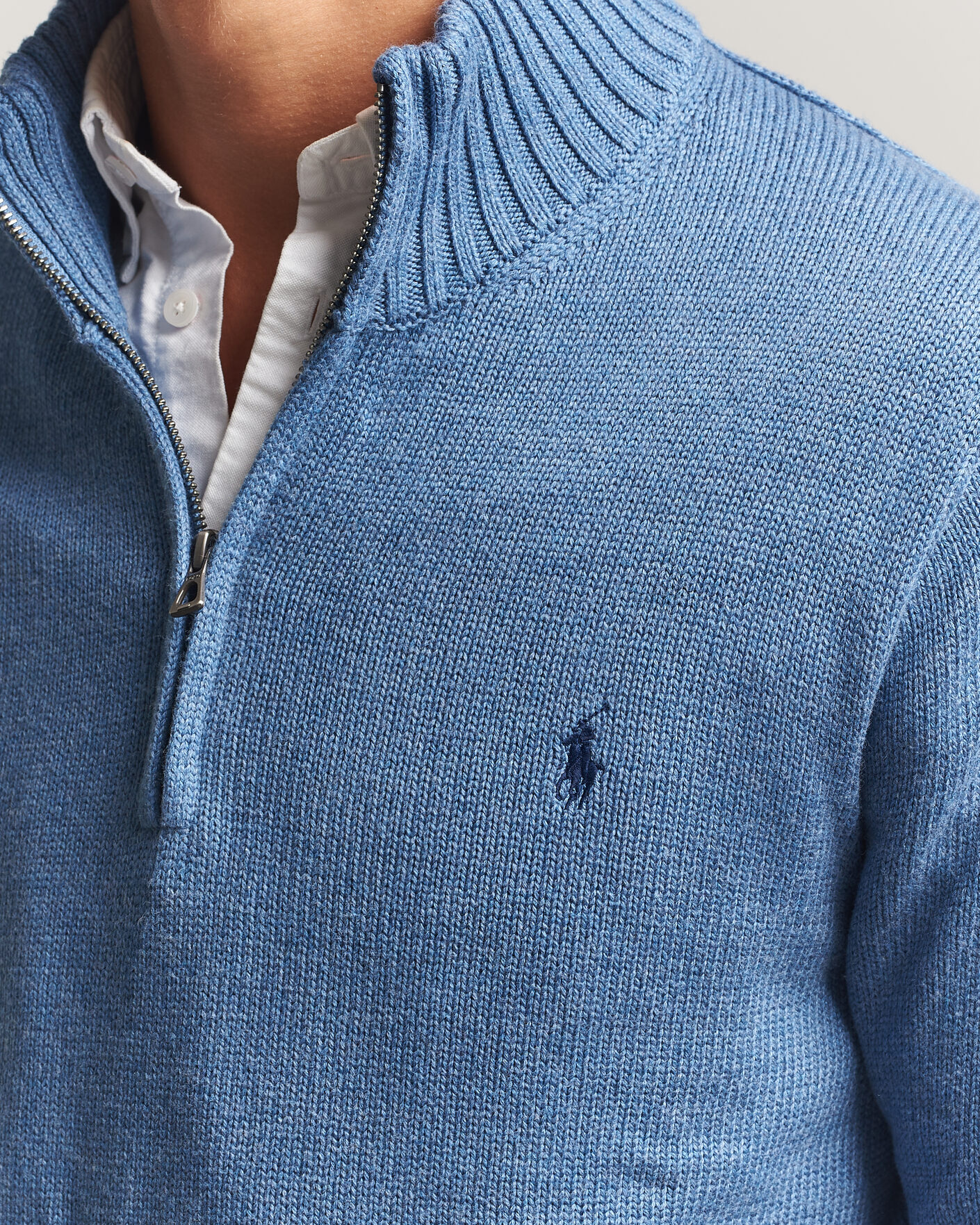 Herren | Pullover | Polo Ralph Lauren | Cotton Pullover Half Zip Blue Borage Heather