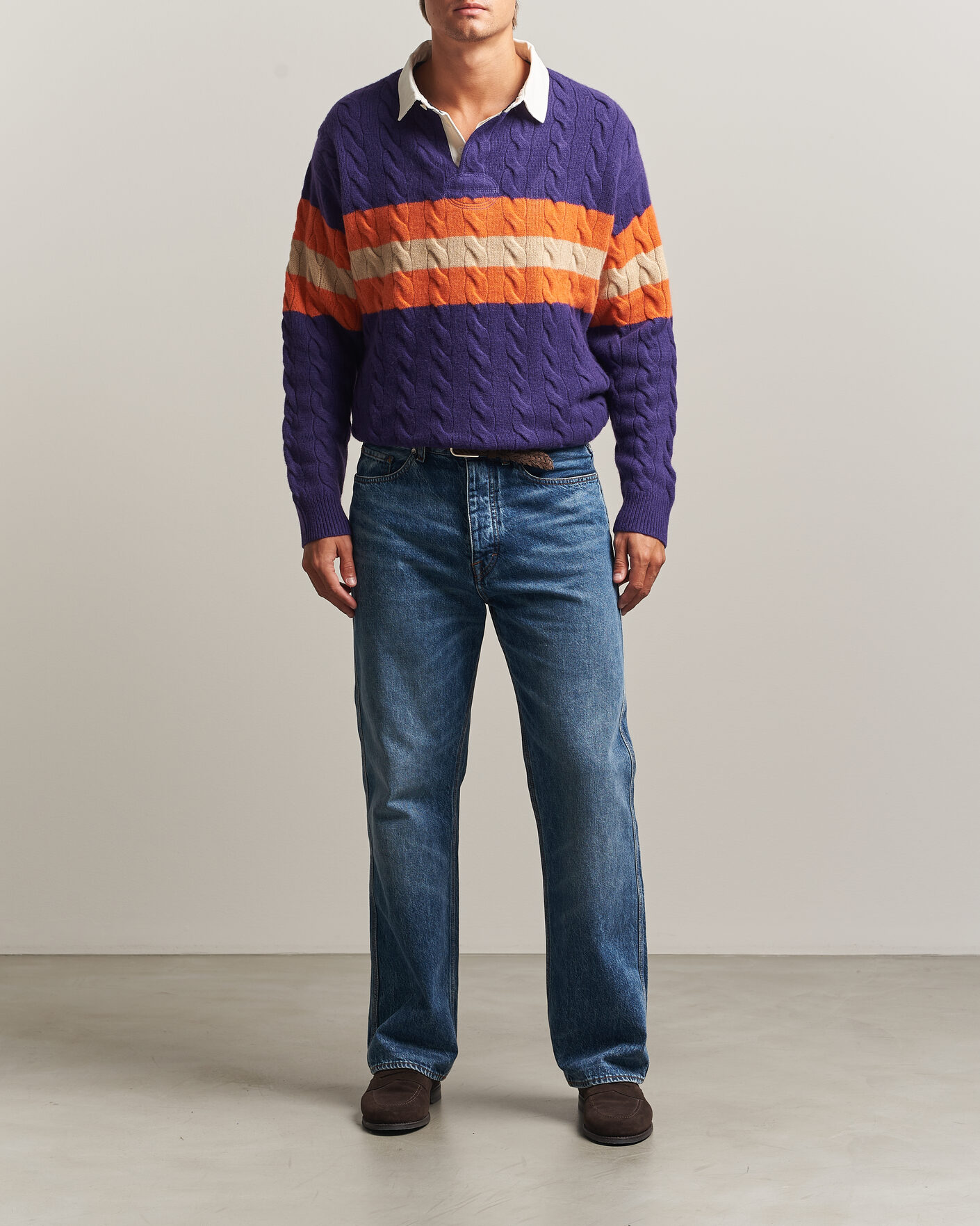 Herren | Pullover | Polo Ralph Lauren | Wool Blend Cable Knitted Polo Purple Combo