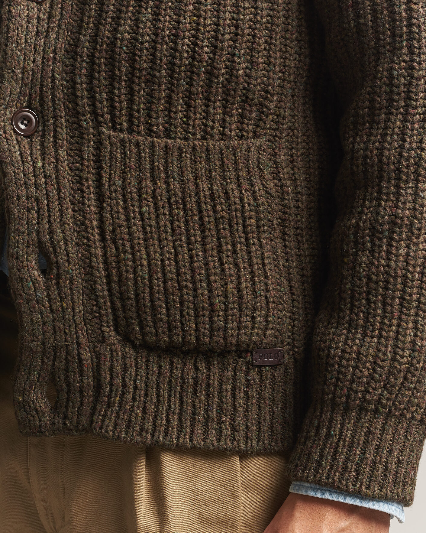Herren | Pullover | Polo Ralph Lauren | Wool Blend Shawl Collar Cardigan Olive Brown Marl