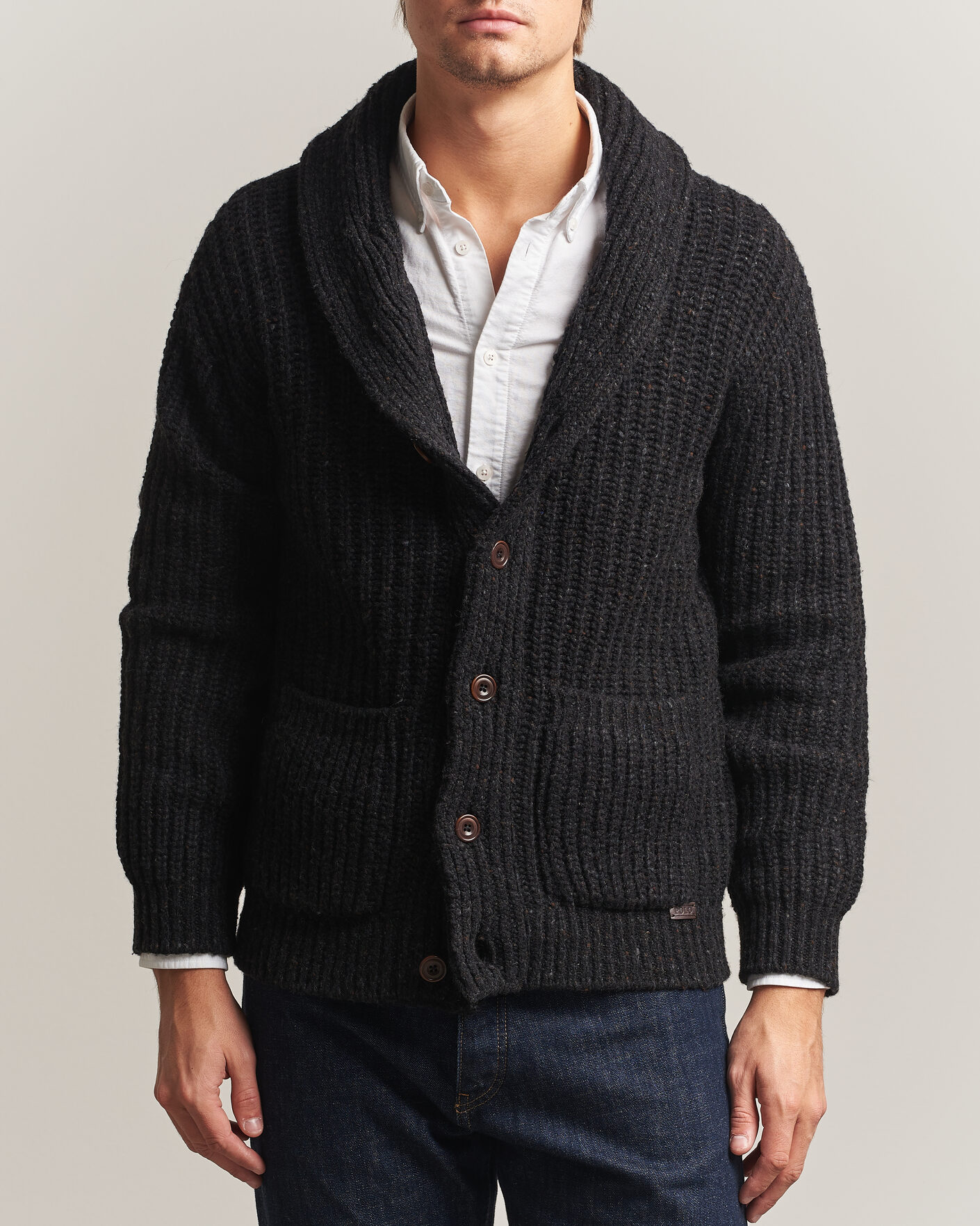 Herren | Pullover | Polo Ralph Lauren | Wool Blend Shawl Collar Cardigan Black Marl