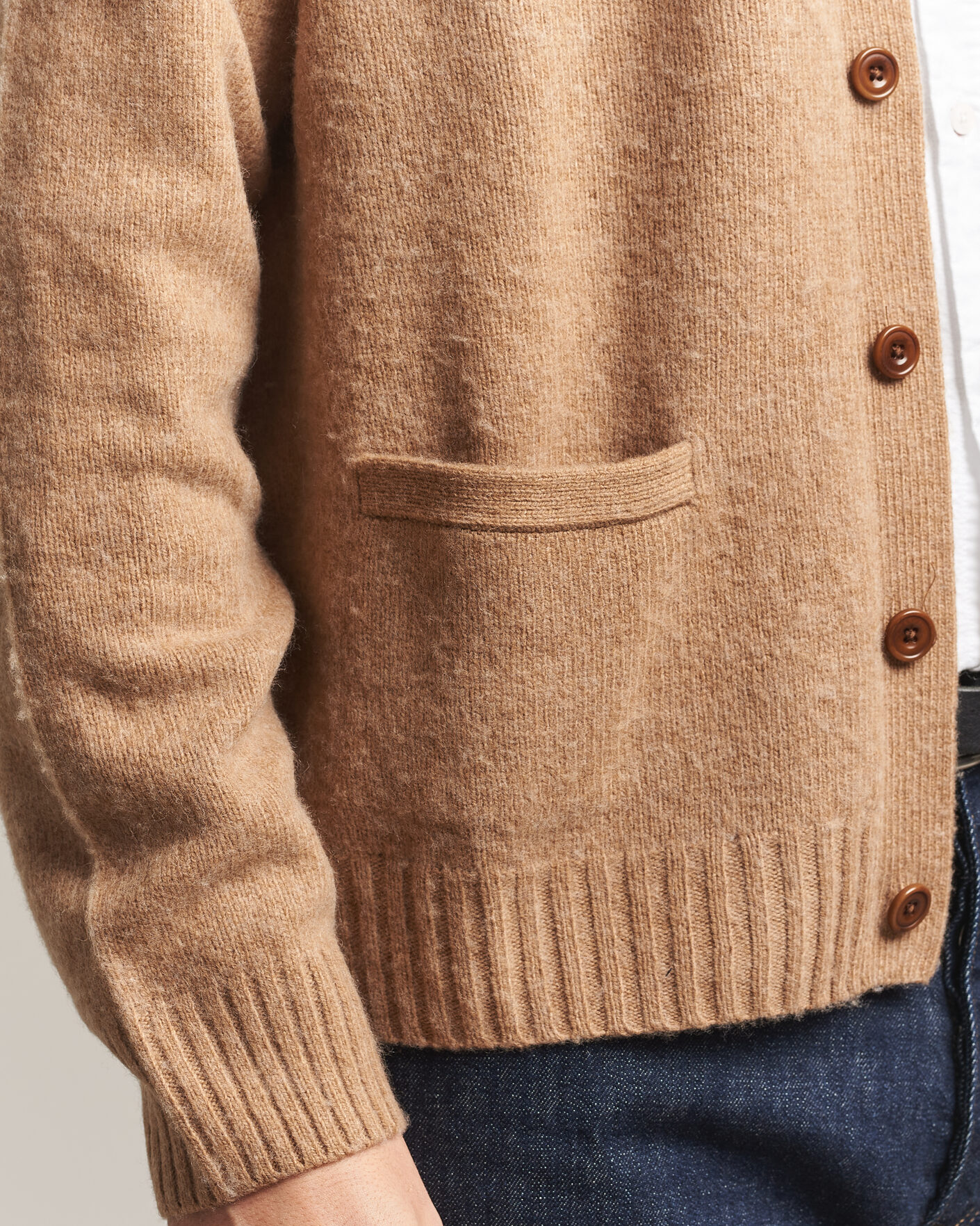 Herren | Pullover | Polo Ralph Lauren | Wool/Cashmere Patch Cardigan Crouton Tan Heather